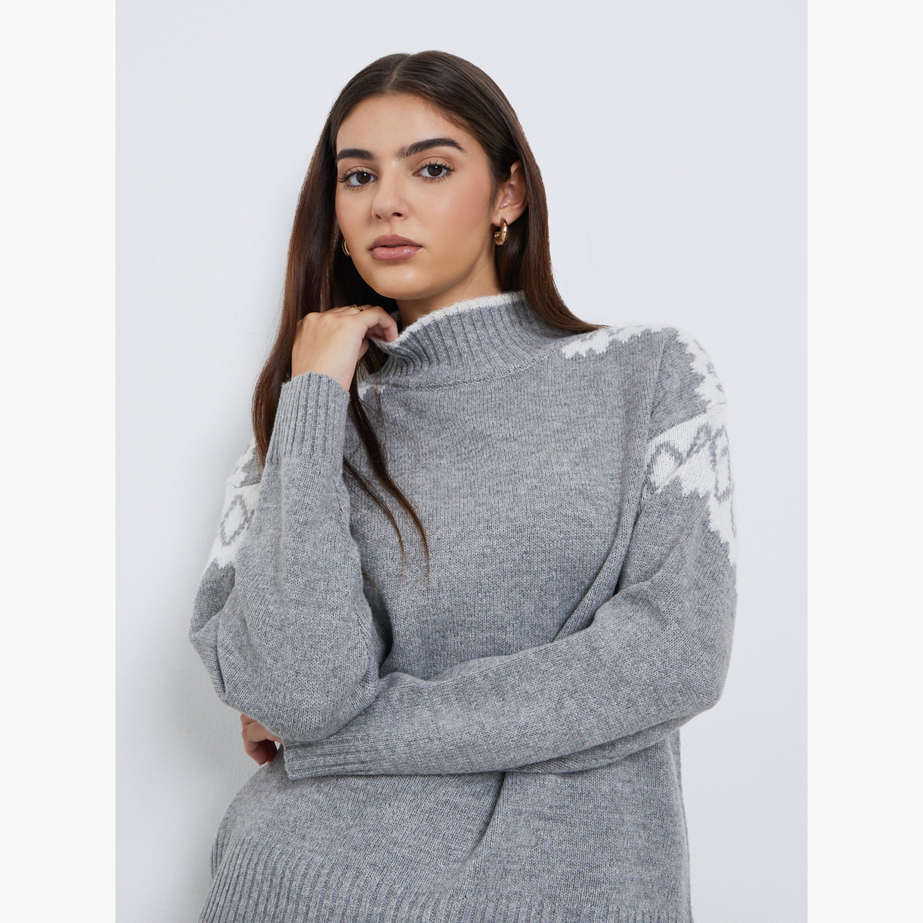 ستايلي - سترة محبوكة رمادية بقصّة عادية-women-clothing-cardigansandjumpers-jumpers-image-3
