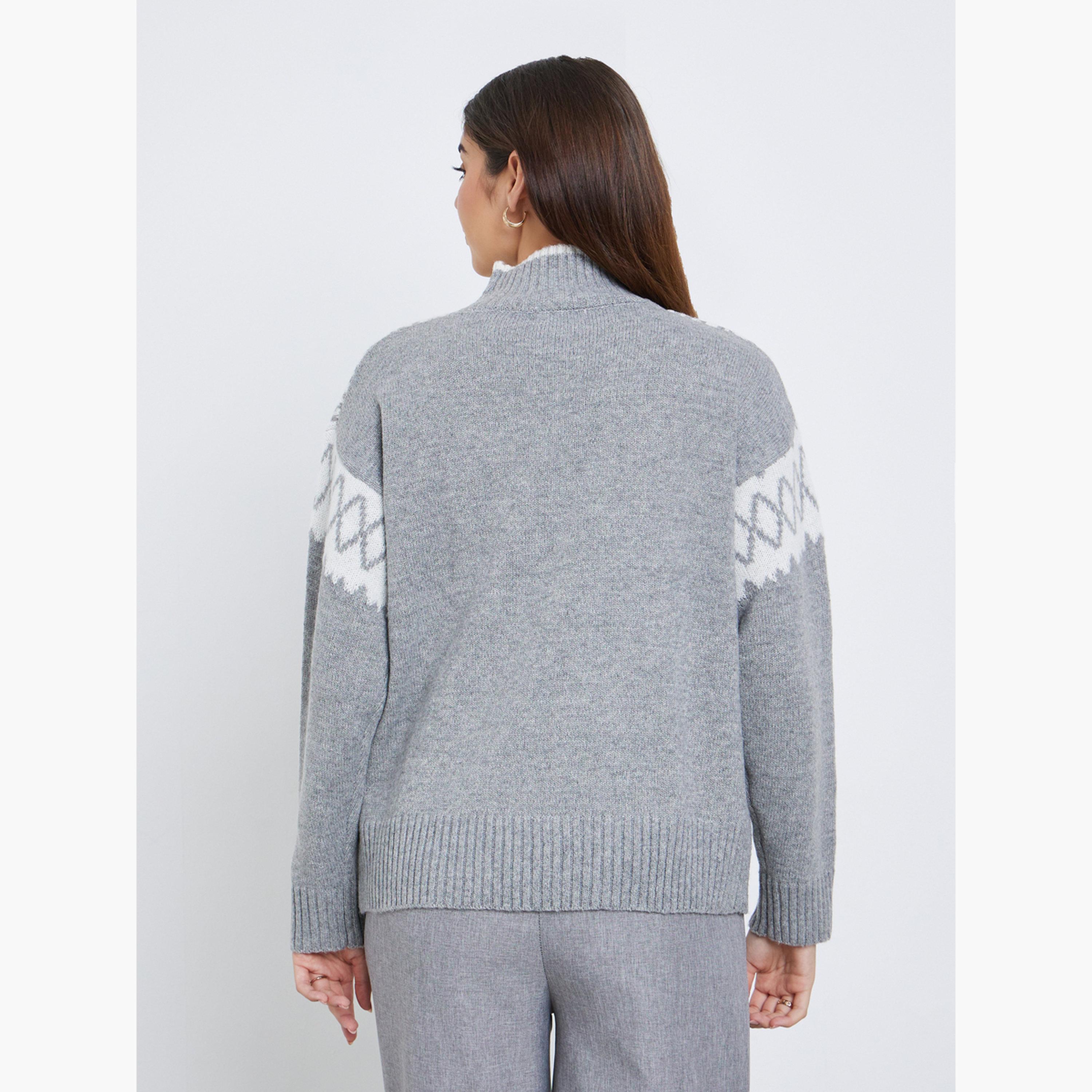 ستايلي - سترة محبوكة رمادية بقصّة عادية-women-clothing-cardigansandjumpers-jumpers-image-5