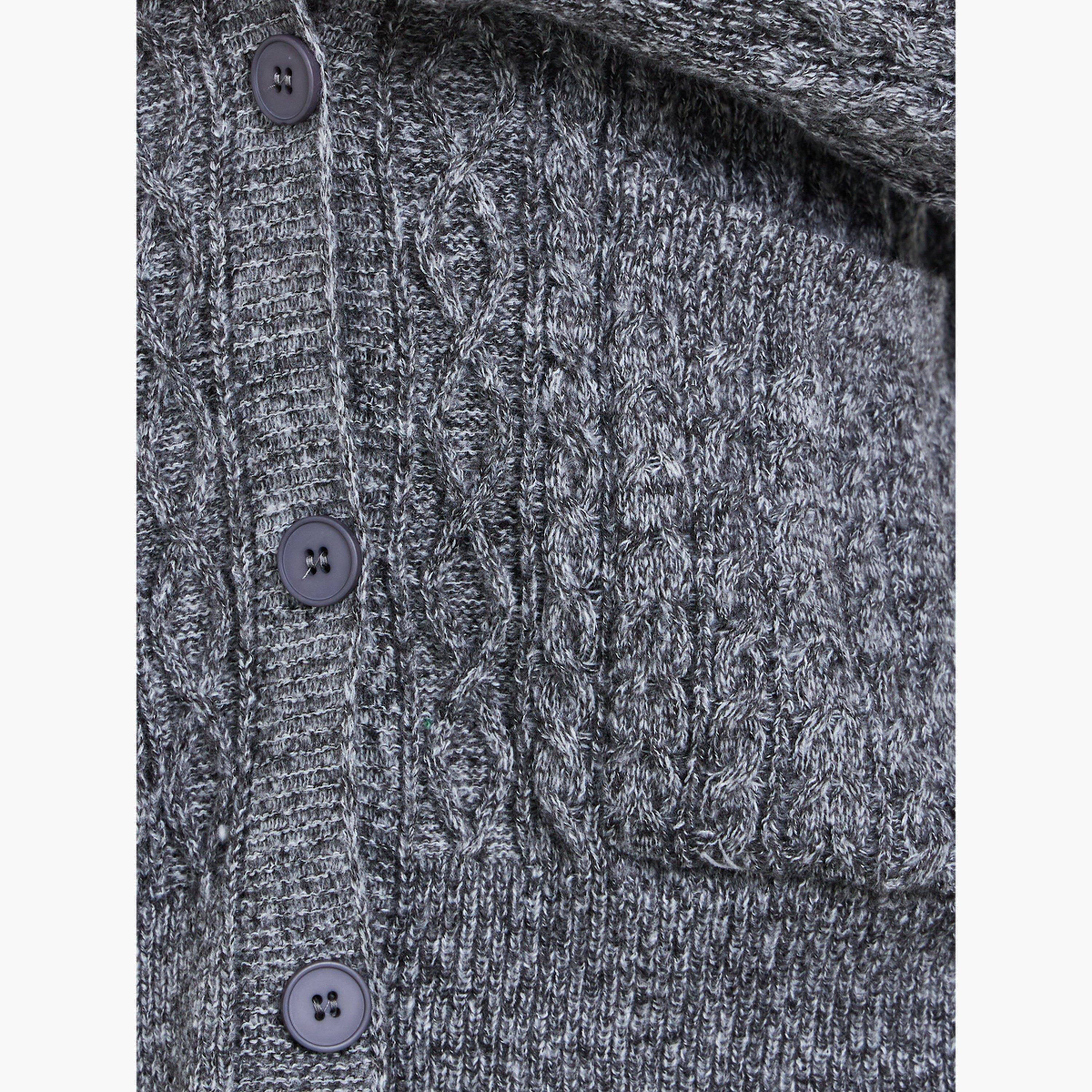 ستايلي - كارديغان كابل محبوك مقاس كبير اوفر سايز  لون فحمي-women-winterwear-cardigansandjumpers-jumpers-image-3
