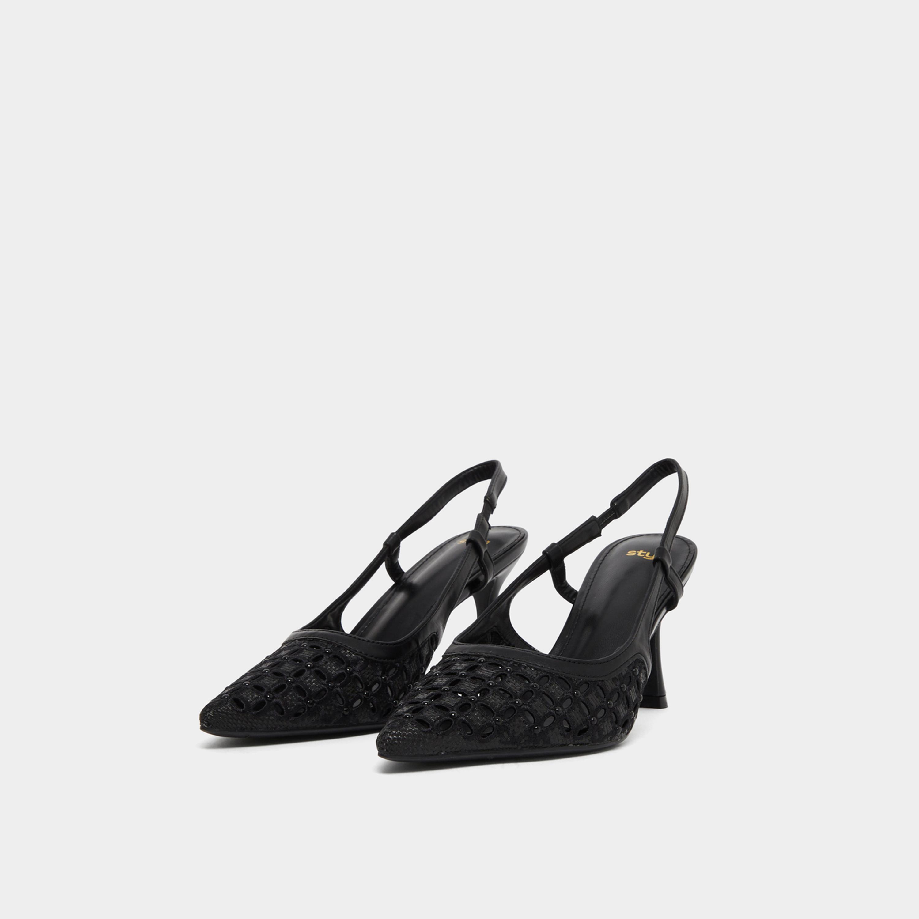 ستايلي - حذاء نسائي أسود مزخرف بكعب ستيليتو مفتوح من الخلف-women-shoes-sandals-heeled-image-1