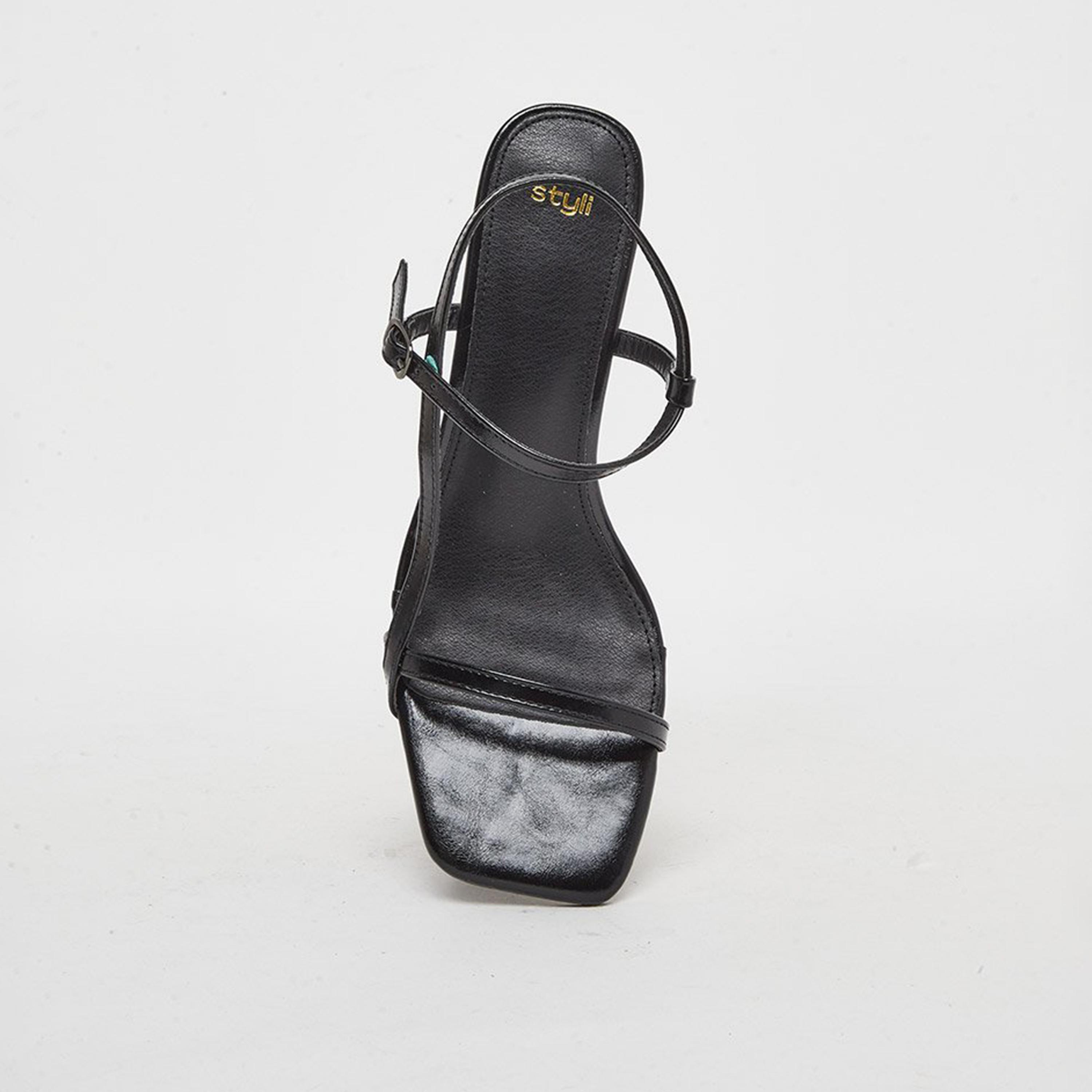 Styli Women Black Block Heel Slingback Sandals-women-shoes-sandals-heeled-image-6