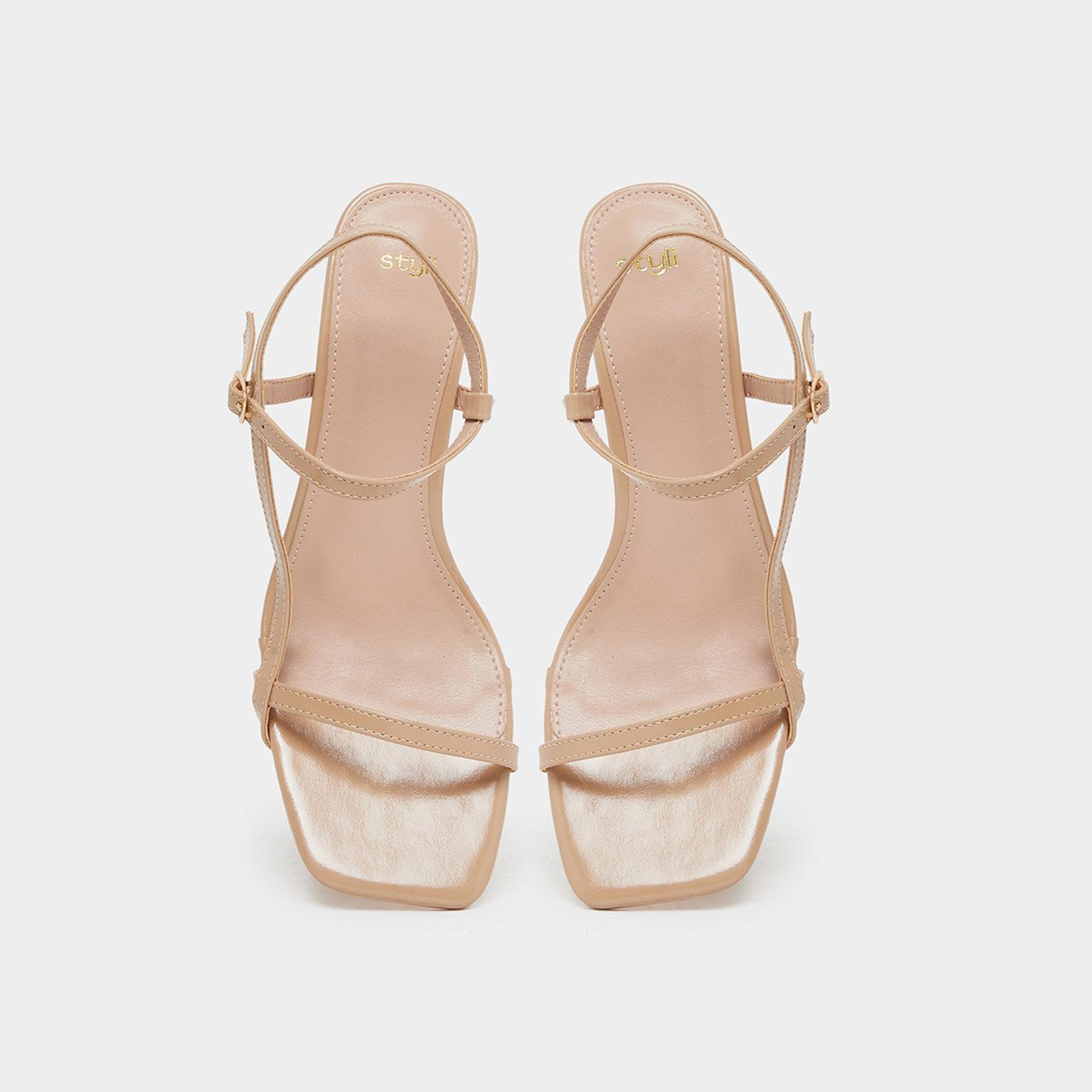 Styli Women Beige Block Heel Slingback Sandals-women-shoes-sandals-heeled-image-6