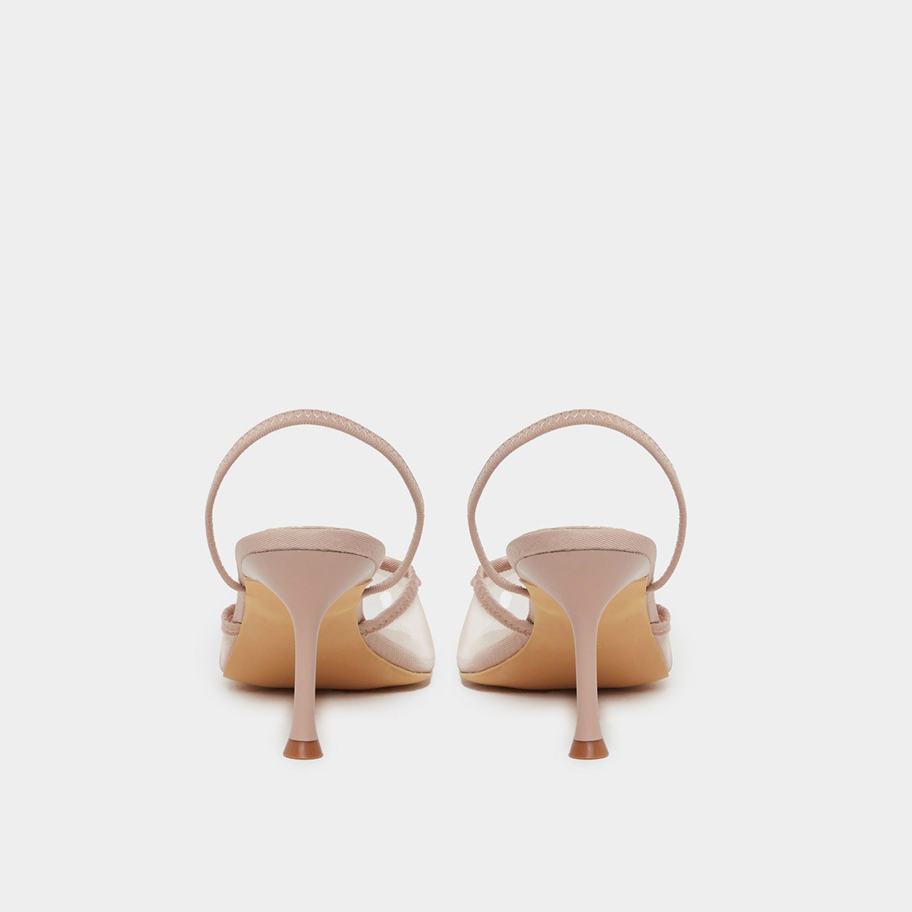 ستايلي - حذاء بكعب ستيليتو مفتوح من الخلف وشبكي لون بيج-women-shoes-heels-image-4