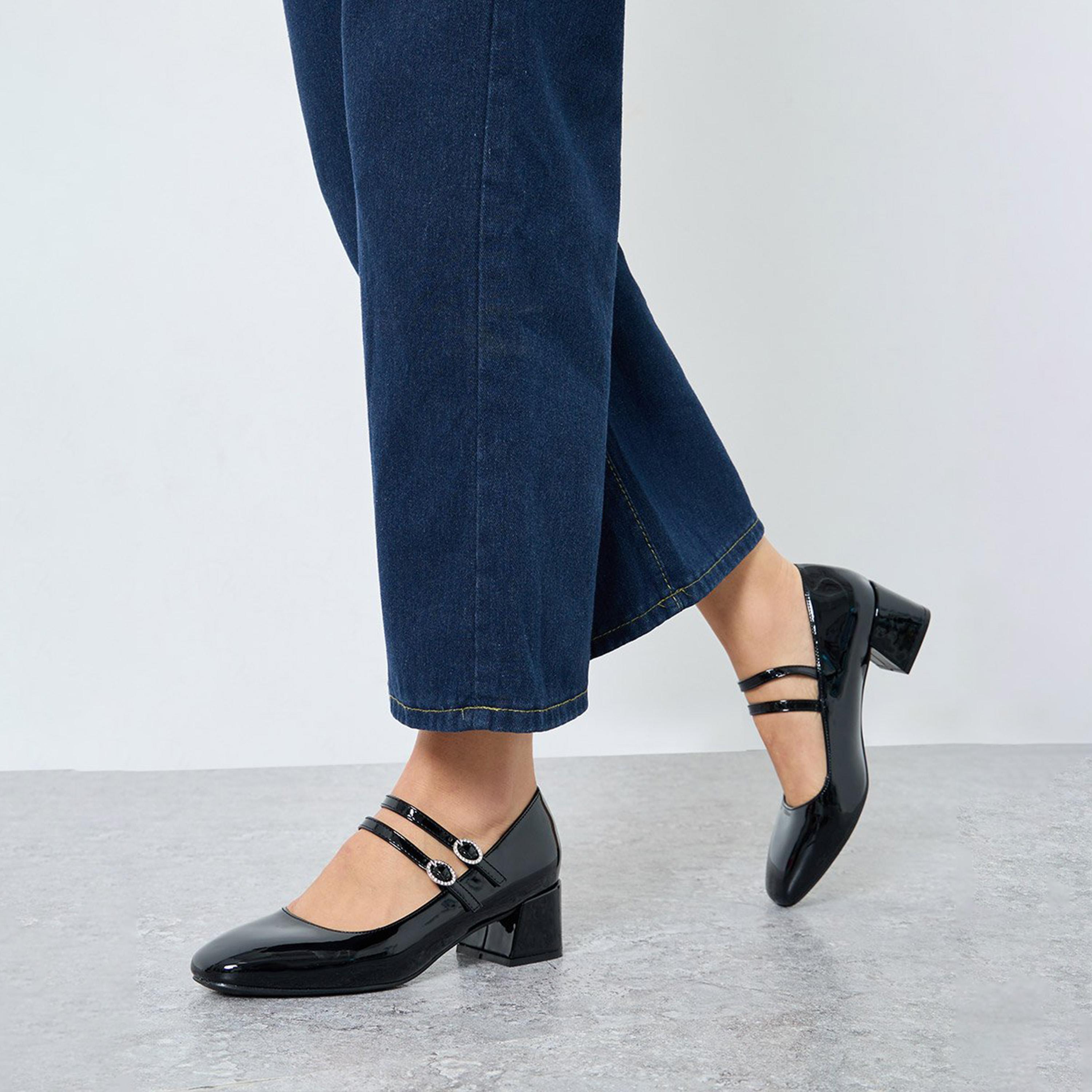 Styli Women Black Block Heel Mary Jane Shoes-women-shoes-heels-image-2