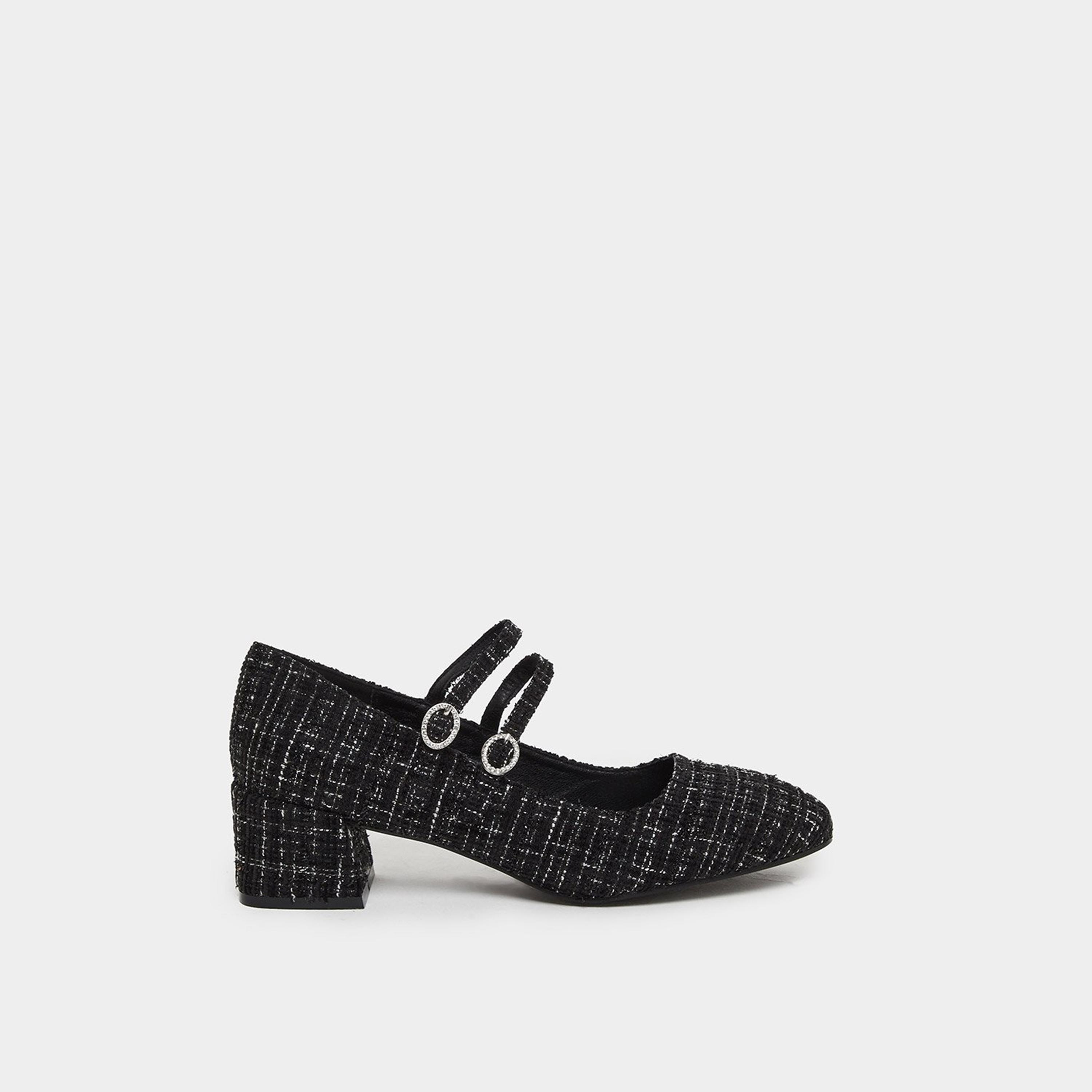 ستايلي - حذاء ماري جين بكعب عريض من التويد الأسود-women-shoes-heels-image-3