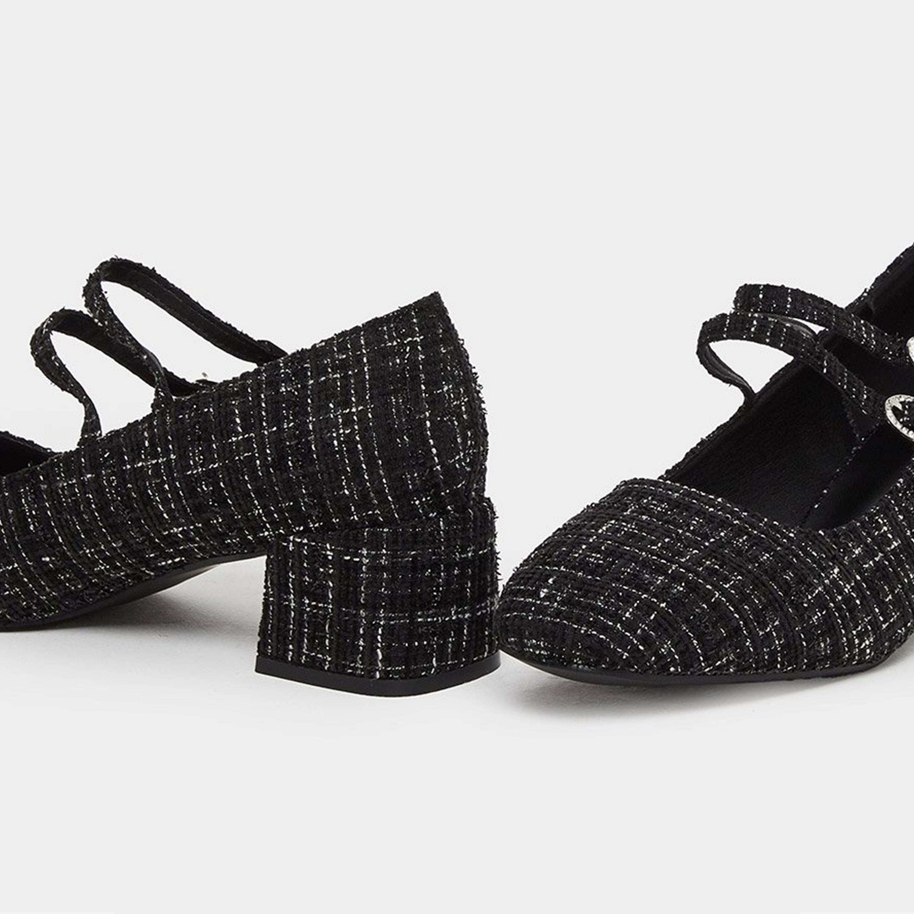 ستايلي - حذاء ماري جين بكعب عريض من التويد الأسود-women-shoes-heels-image-4