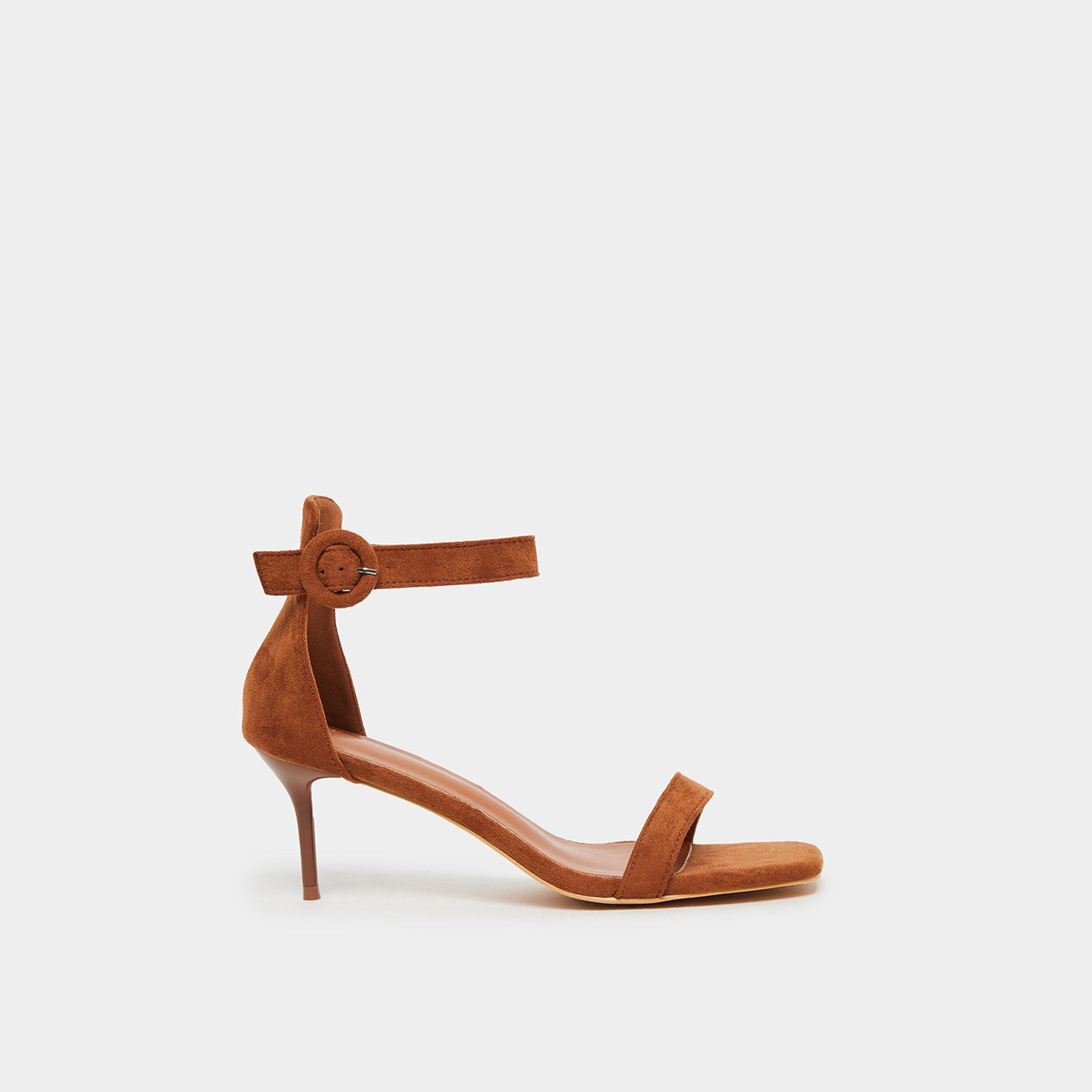 Styli Women Brown Open Toe Stiletto Heel Sandals-women-shoes-sandals-heeled-image-2