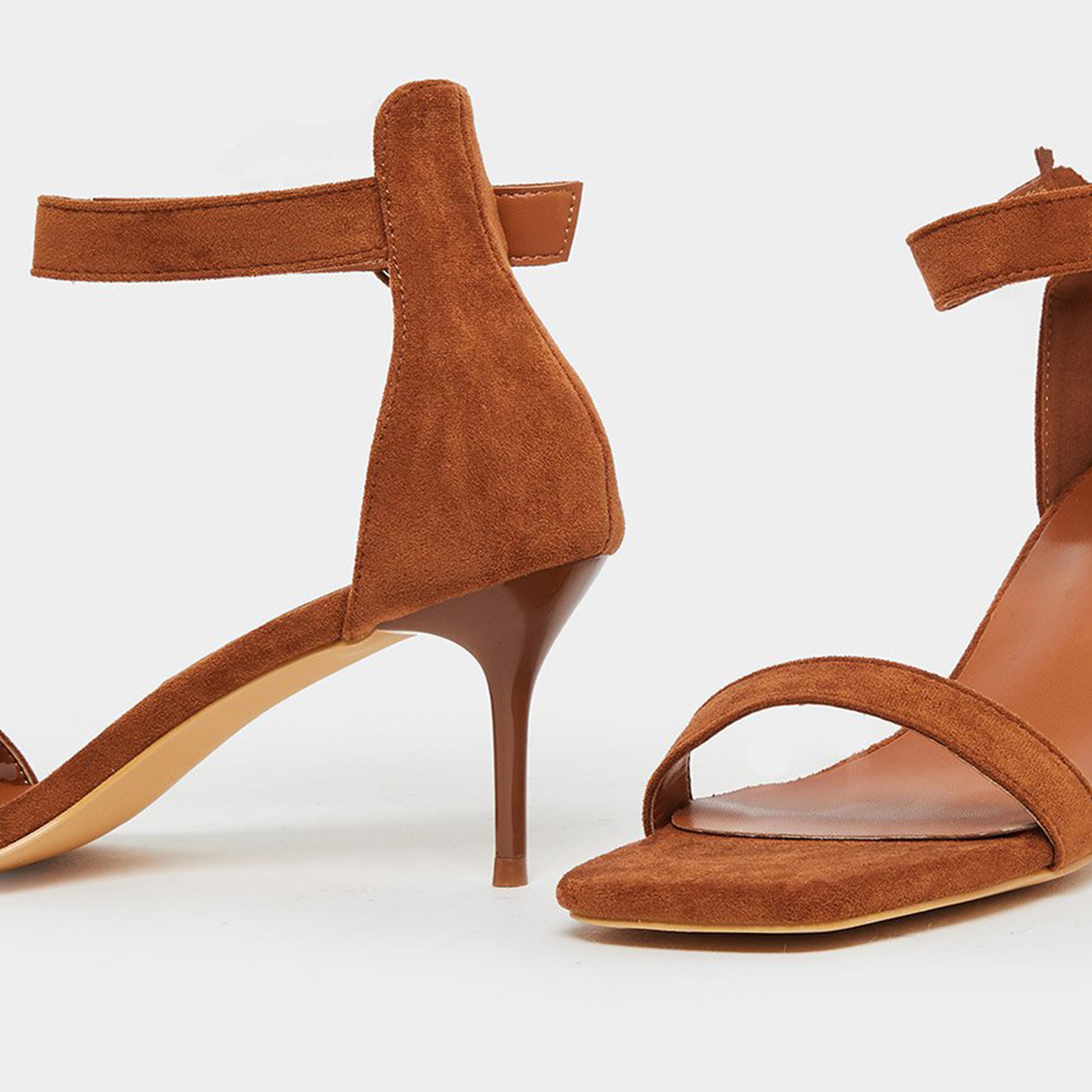 Styli Women Brown Open Toe Stiletto Heel Sandals-women-shoes-sandals-heeled-image-3