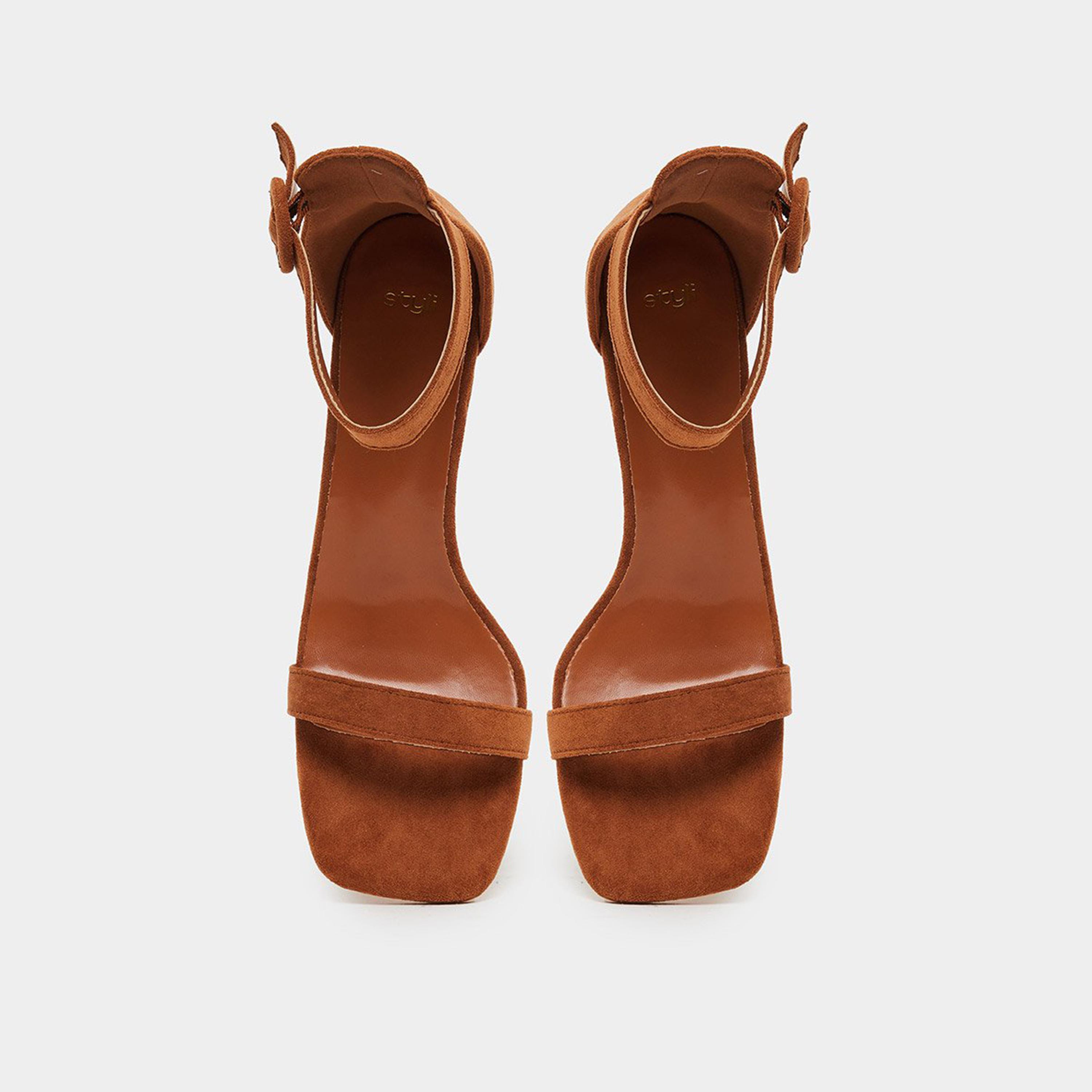 Styli Women Brown Open Toe Stiletto Heel Sandals-women-shoes-sandals-heeled-image-5