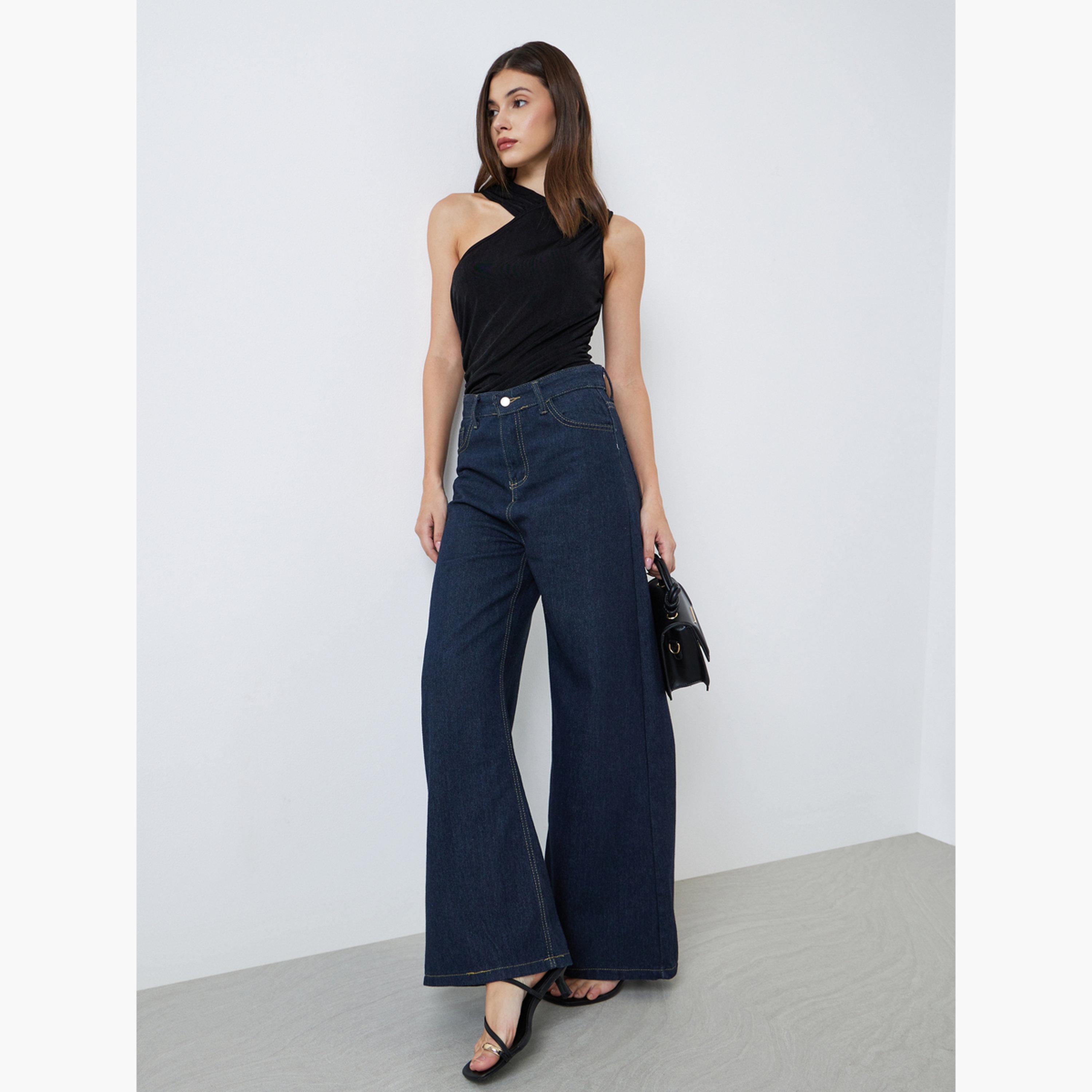 Styli Black Textured Sleeveless Bodysuit-women-clothing-tshirts-image-2