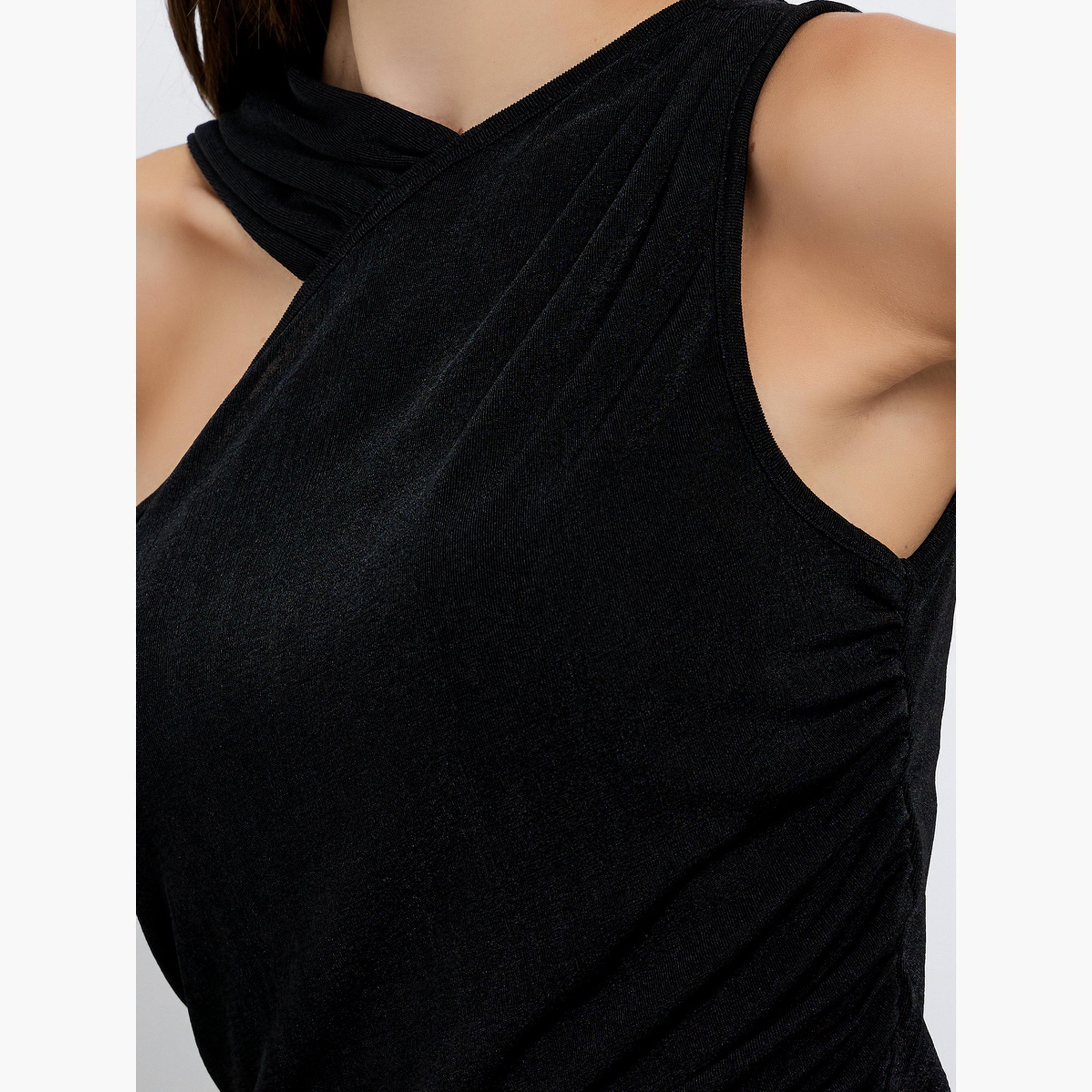 Styli Black Textured Sleeveless Bodysuit-women-clothing-tshirts-image-4