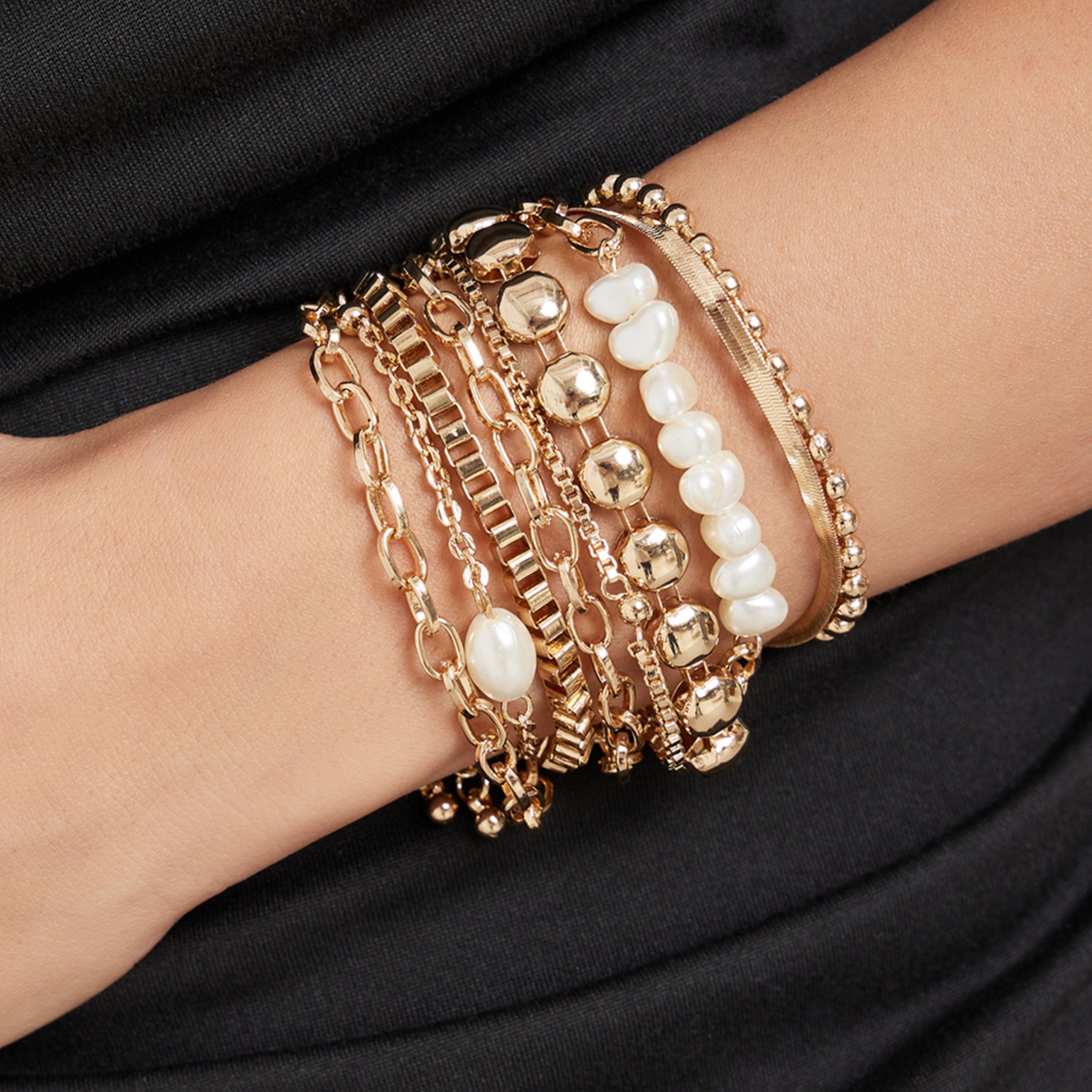 ستايلي - طقم 8 أساور ذهبية متعددة الطبقات-women-watchesandjewellery-jewellery-banglesandbracelets-image-2