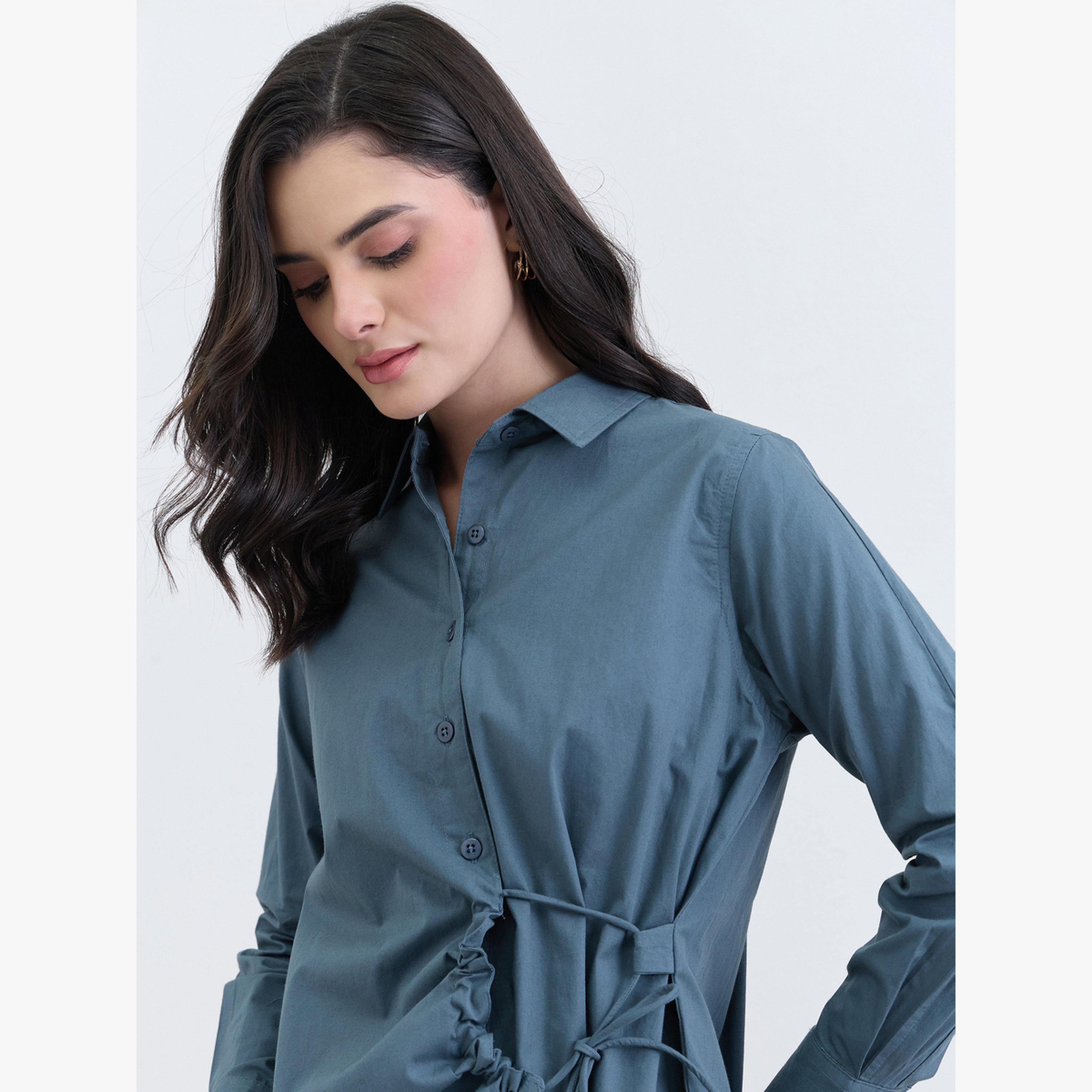 بلوزة قطن بأكمام طويلة ورباط خصر-women-clothing-shirtsandblouses-blouses-image-4