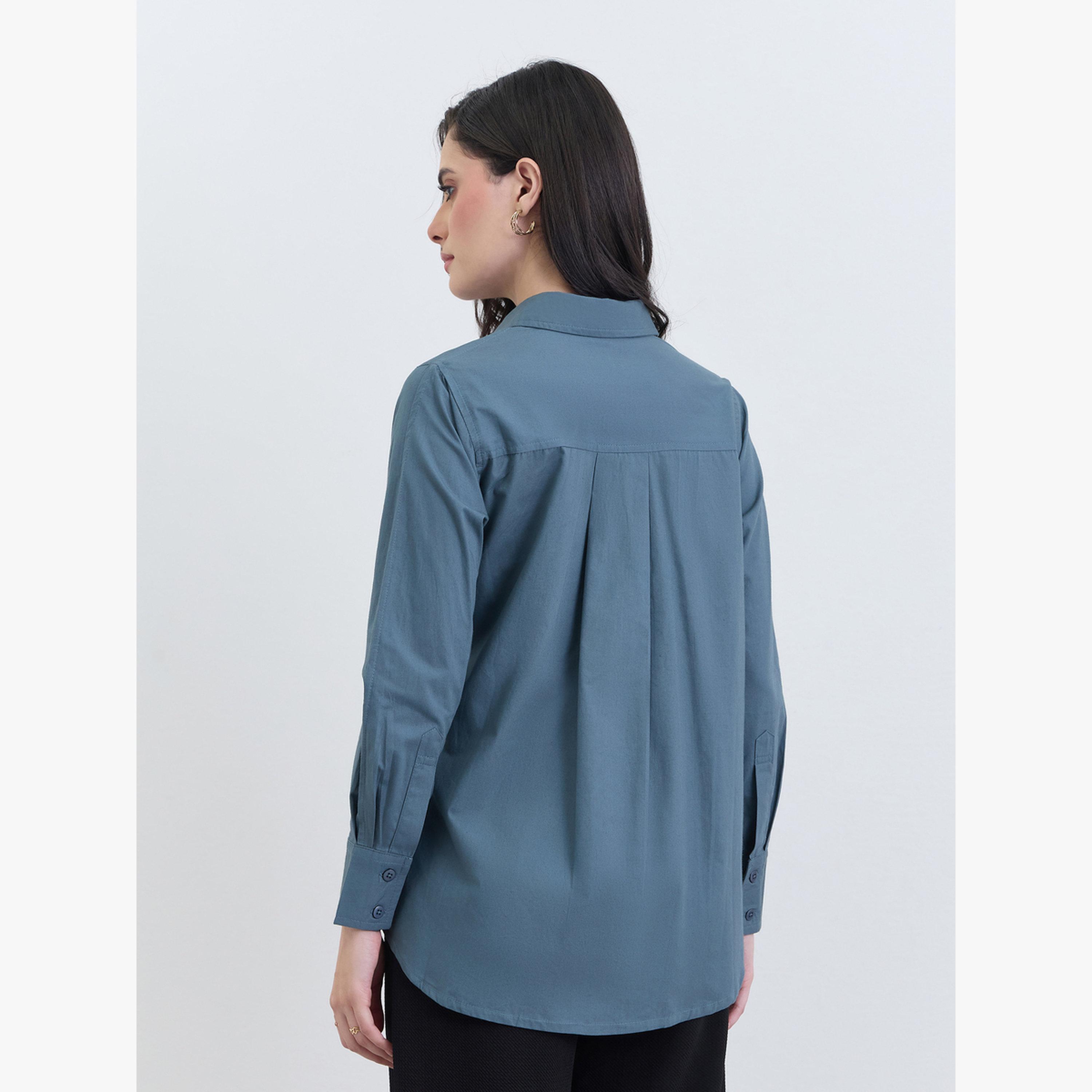 بلوزة قطن بأكمام طويلة ورباط خصر-women-clothing-shirtsandblouses-blouses-image-5