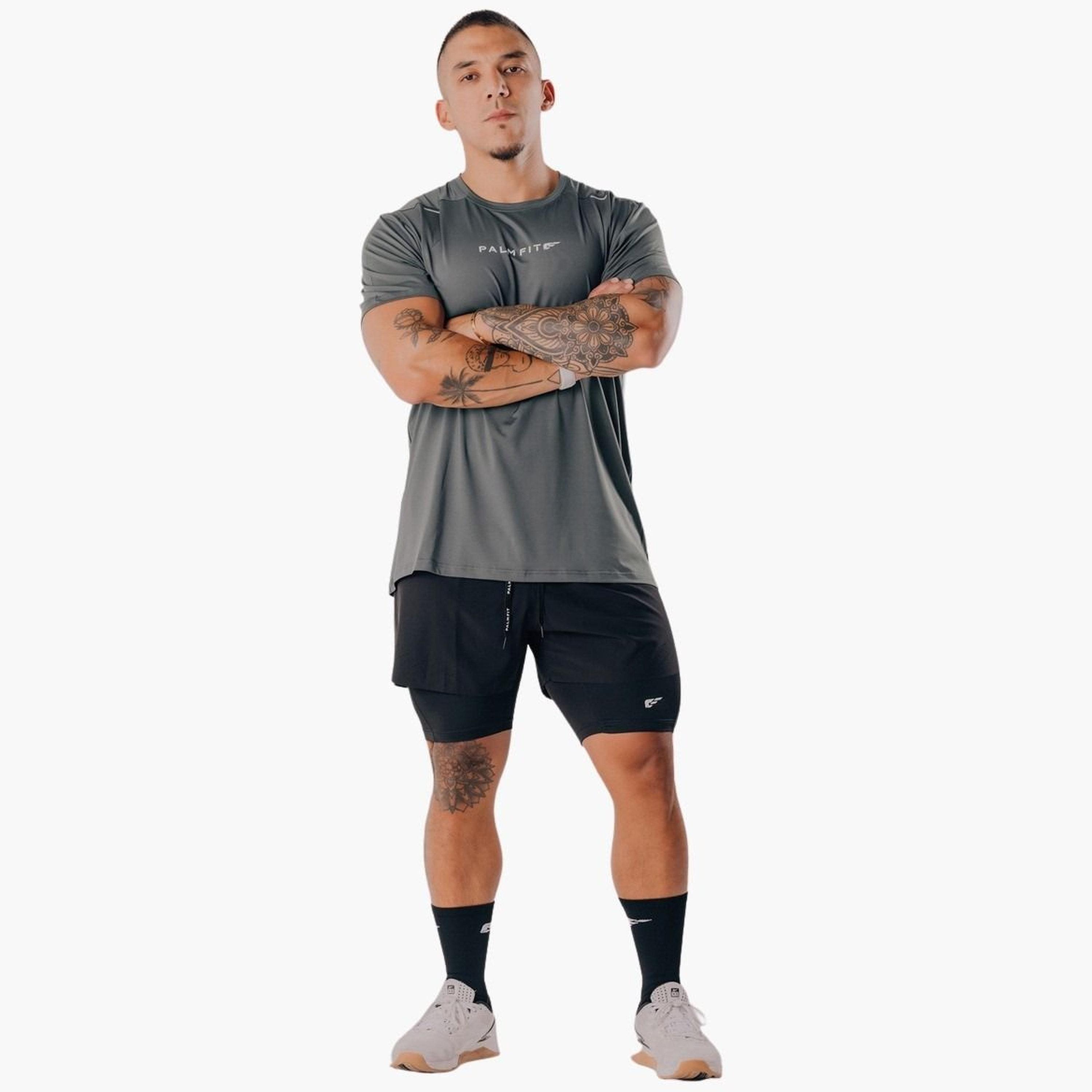 Palmfit X Styli Men Black 2 in 1 Training Shorts-men-clothing-bottoms-shorts-image-2