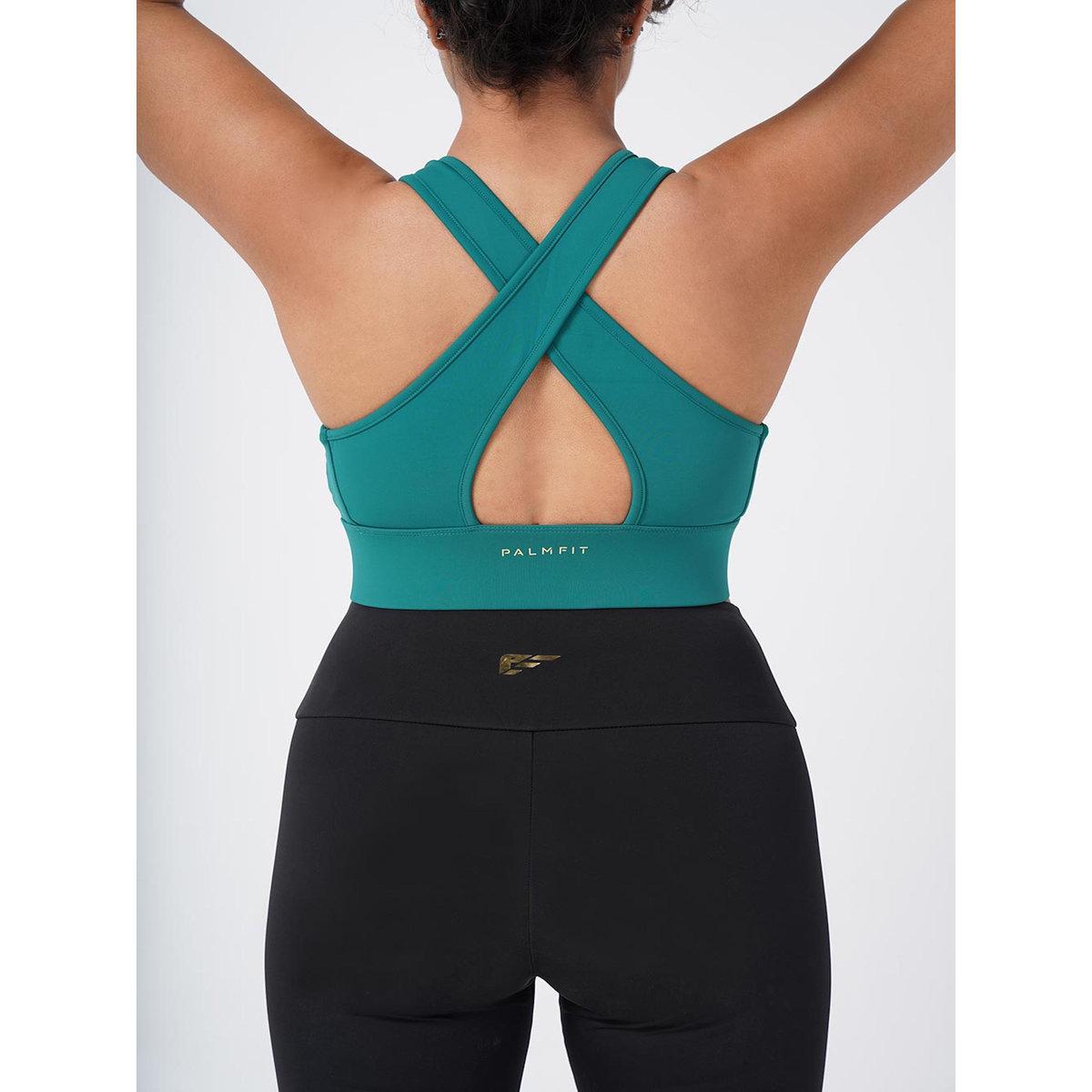 Palmfit X Styli Women Green Cross Strap Nova Active Sports Bra-women-clothing-sportswearandactivewear-sportsbras-image-2
