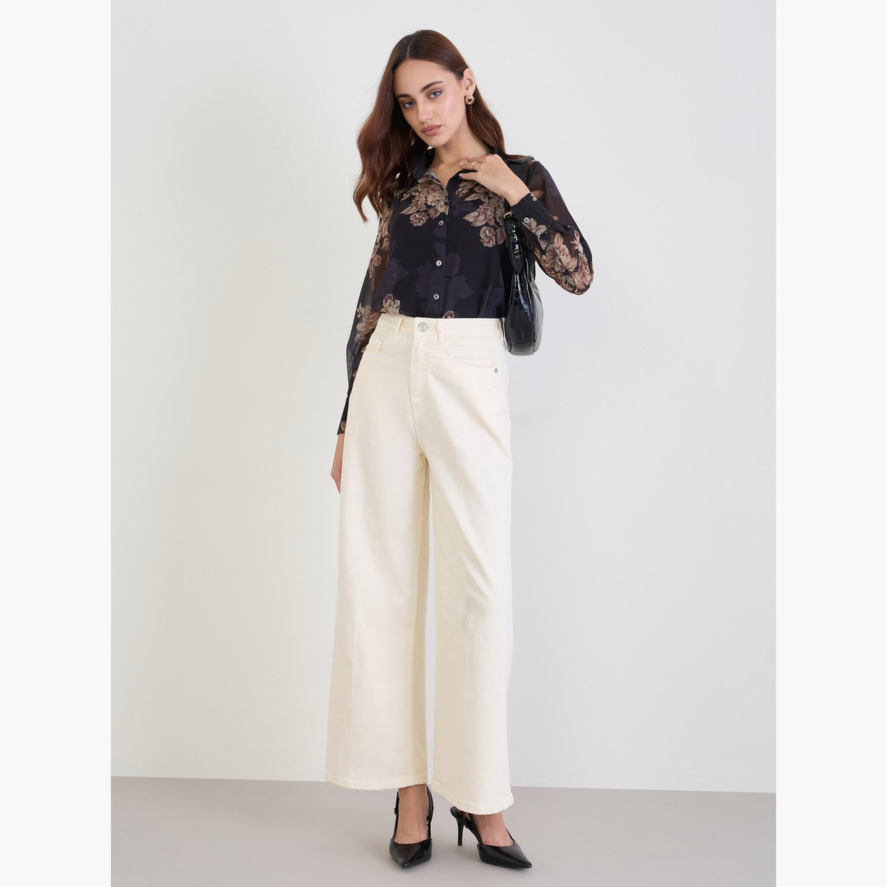 ستايلي - قميص شيفون أسود بطبعة زهور-women-clothing-shirtsandblouses-shirts-image-2