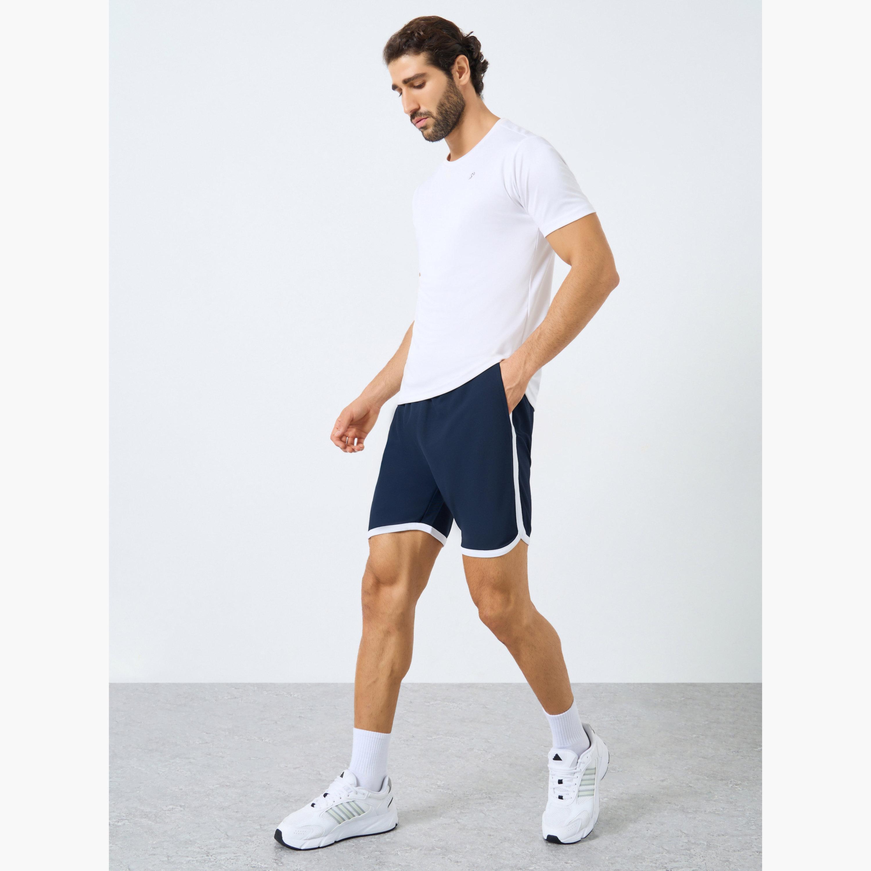 Styli Contrast Trim Workout Shorts with Pocket-men-clothing-sportswearandactivewear-bottoms-shorts-image-2