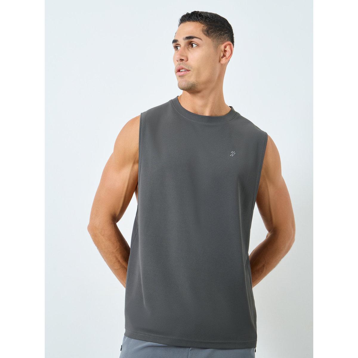Styli Men Grey Drop Armhole Training Tank-men-clothing-sportswearandactivewear-tshirtsandpolos-image-1