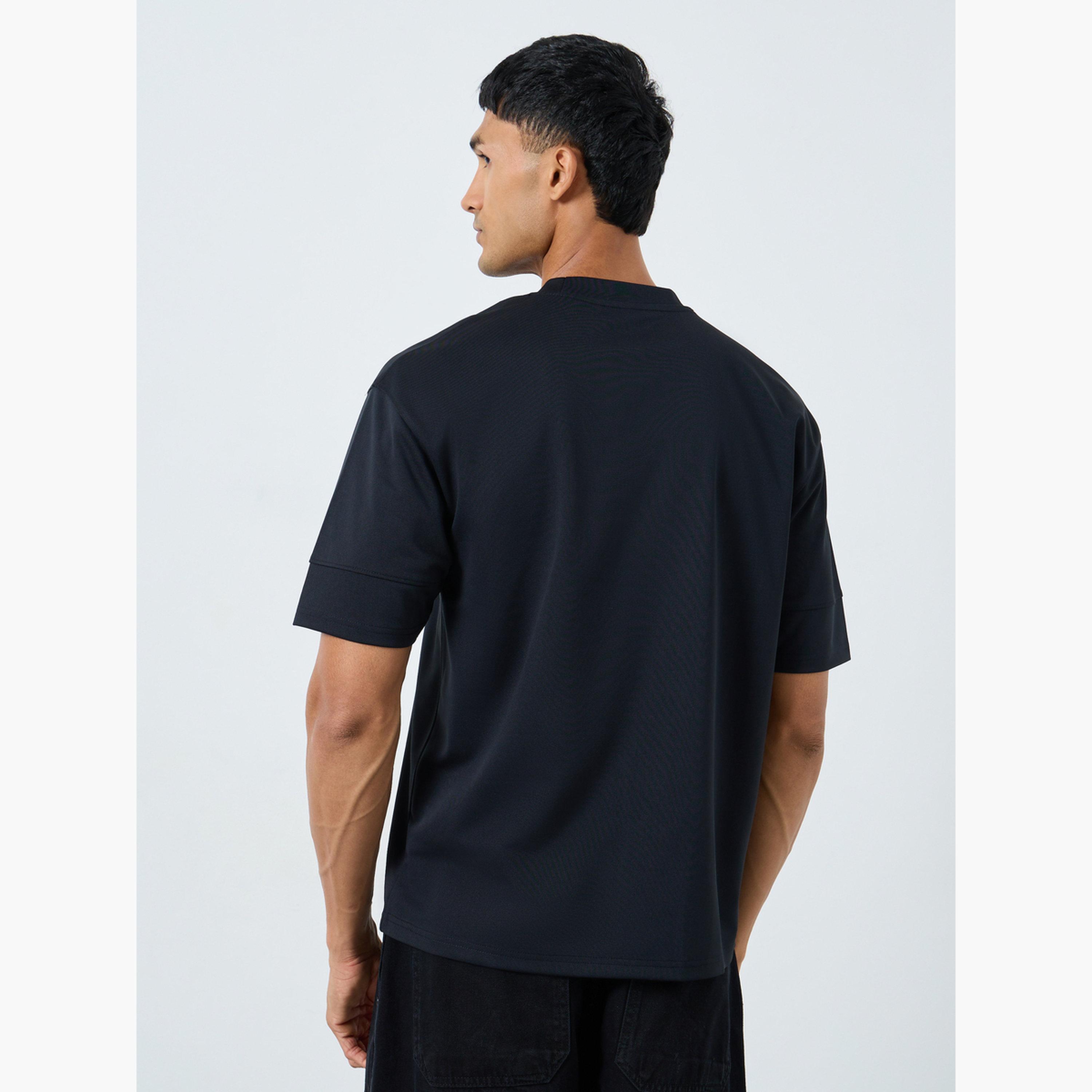 Styli Black Oversized Slogan Print T-Shirt-men-clothing-sportswearandactivewear-tshirtsandpolos-image-4