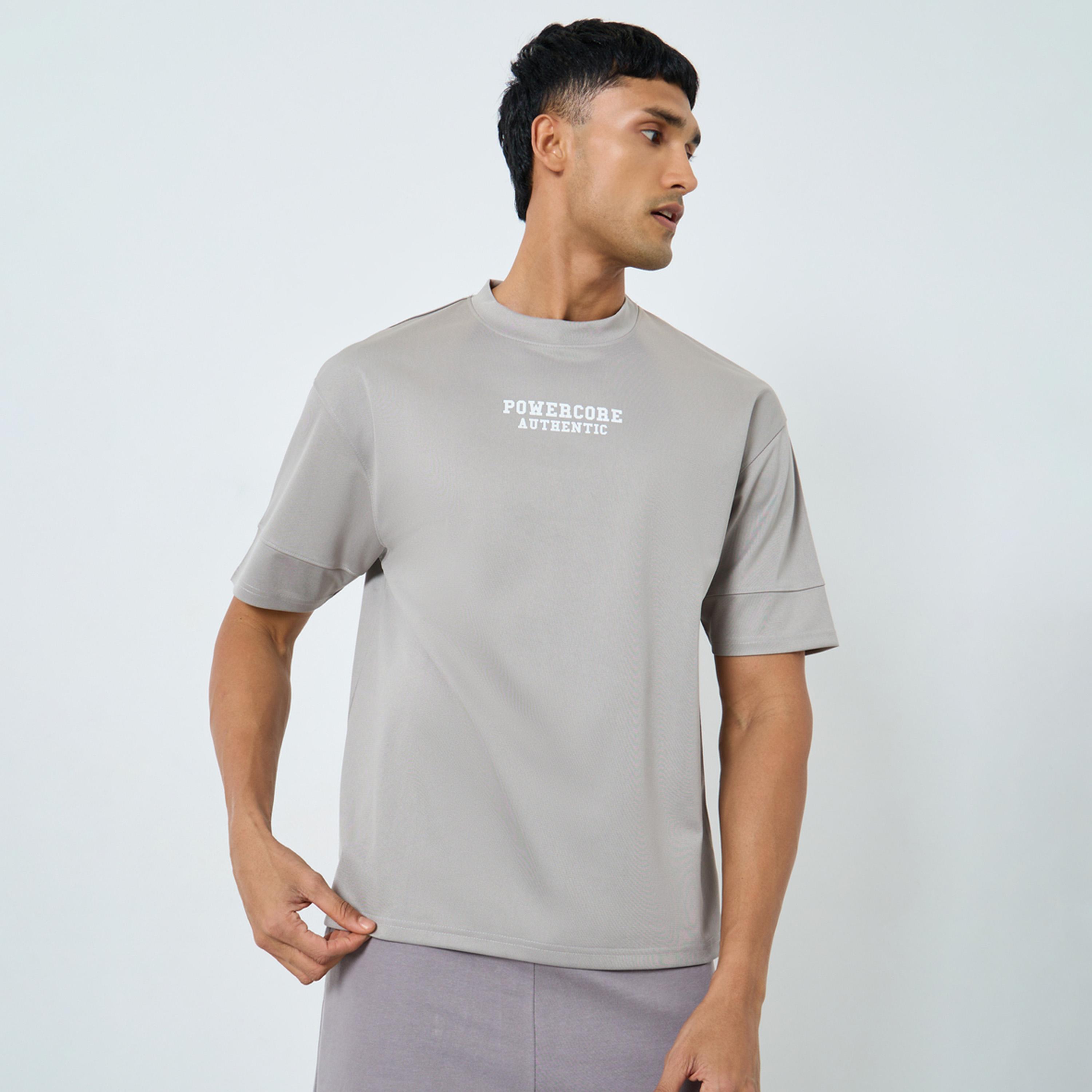 Styli Grey Oversized Slogan Print T-Shirt-men-clothing-sportswearandactivewear-tshirtsandpolos-image-1