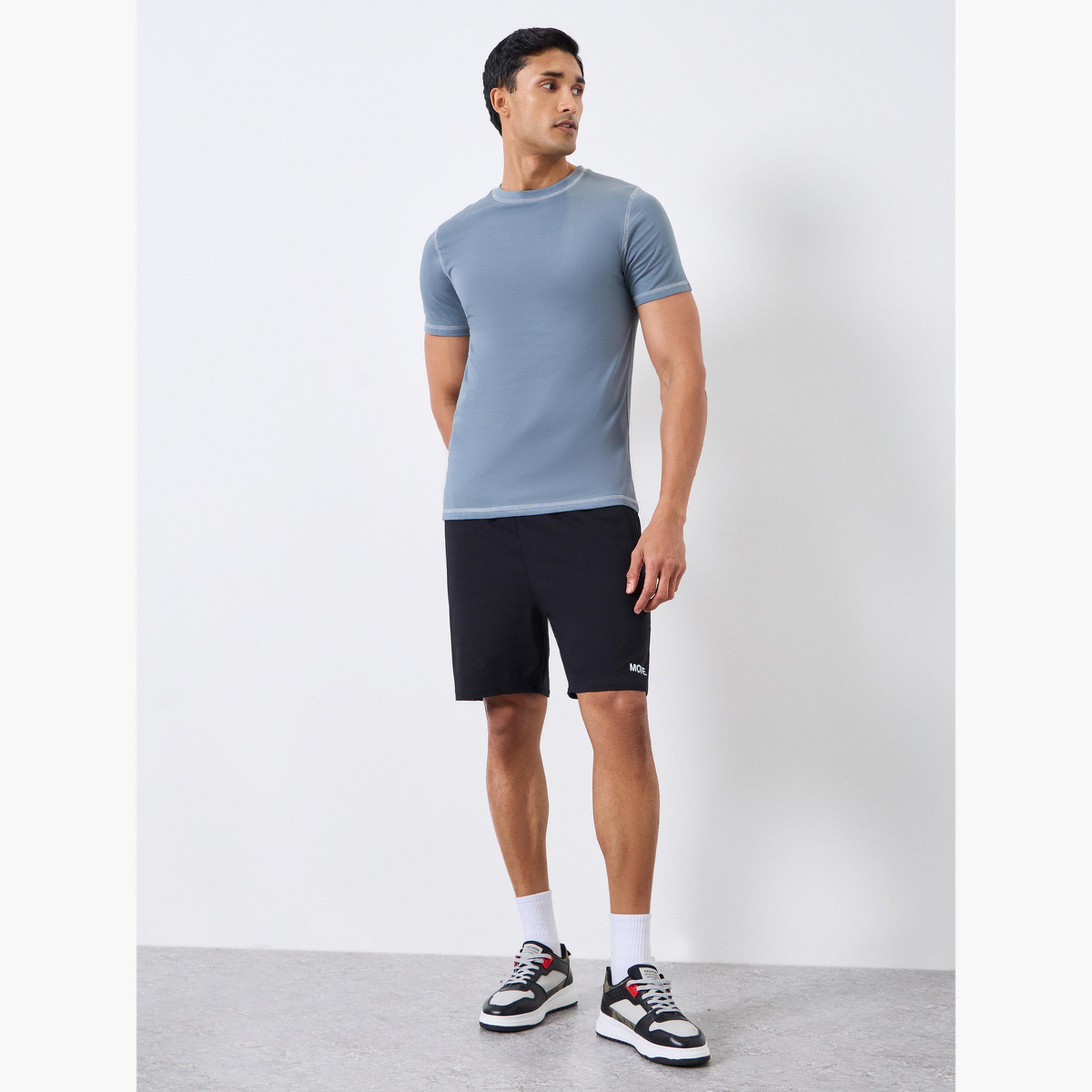 Styli Men Black Athleisure Training Terry Shorts-sports-men-clothing-bottoms-shorts-image-2