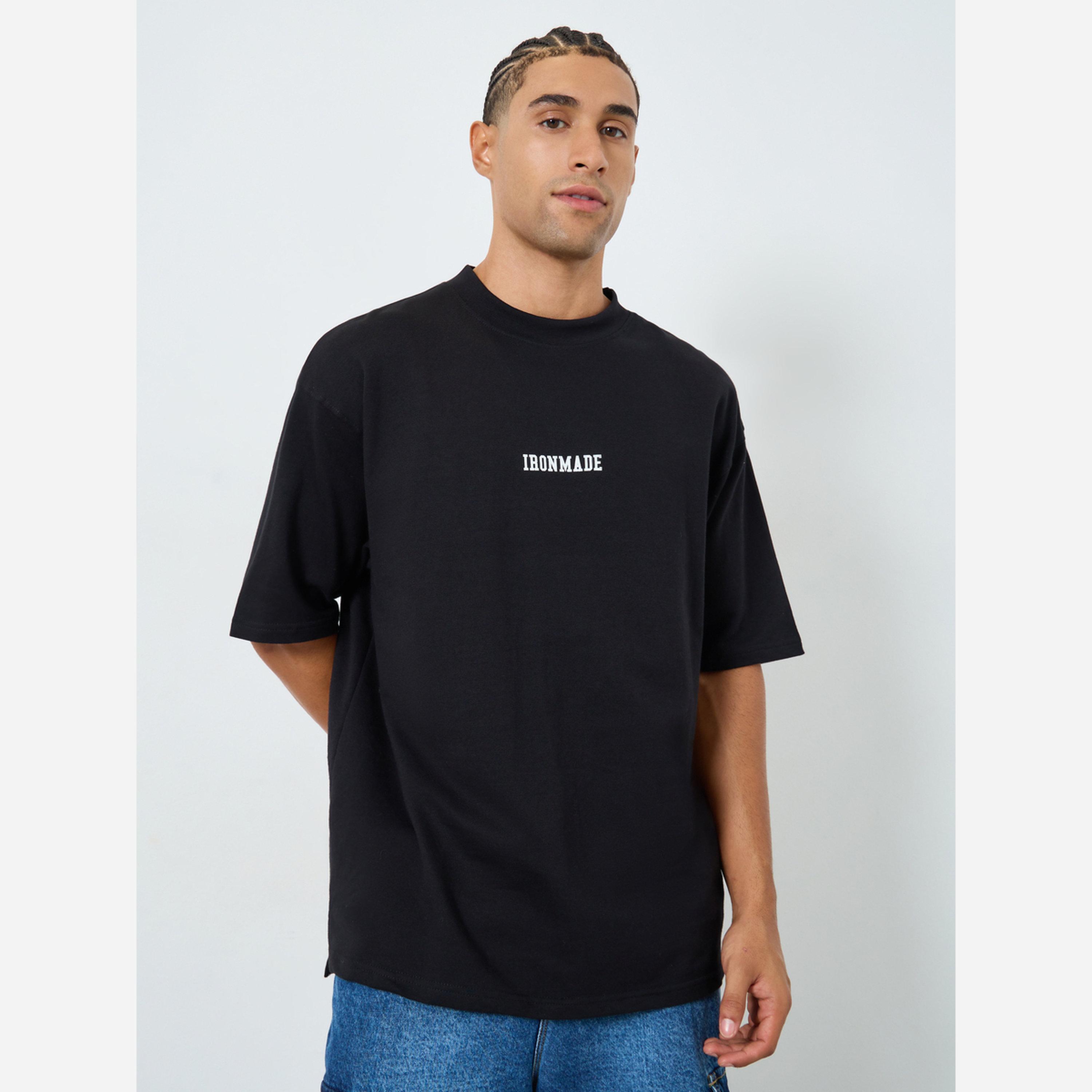 Styli Men Black Oversized Mock Neck Athleisure T-Shirt-men-clothing-sportswearandactivewear-tshirtsandpolos-image-1