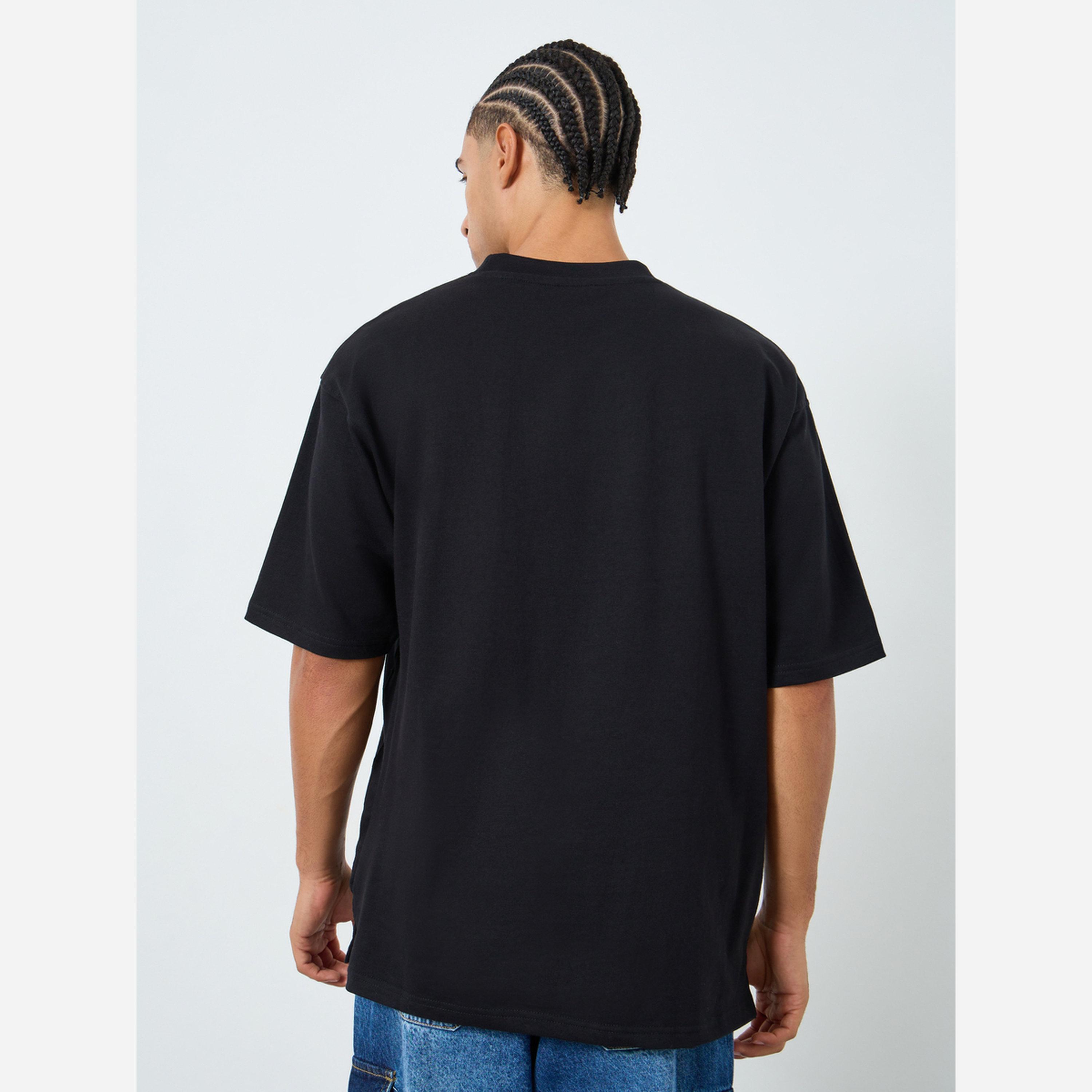Styli Men Black Oversized Mock Neck Athleisure T-Shirt-men-clothing-sportswearandactivewear-tshirtsandpolos-image-5