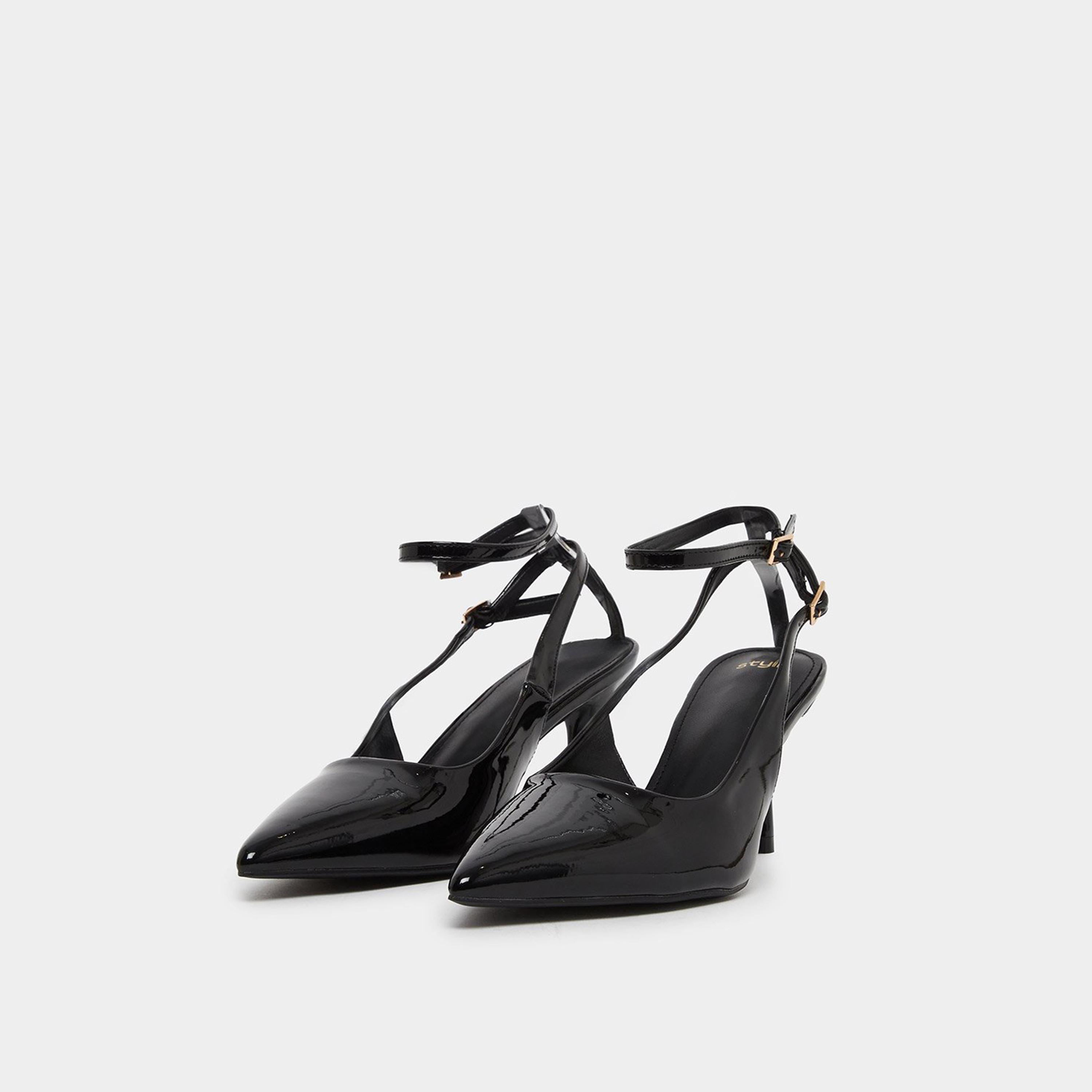 ستايلي - صندل أسود بكعب ستيليتو وحزام للكاحل-women-shoes-heels-image-1