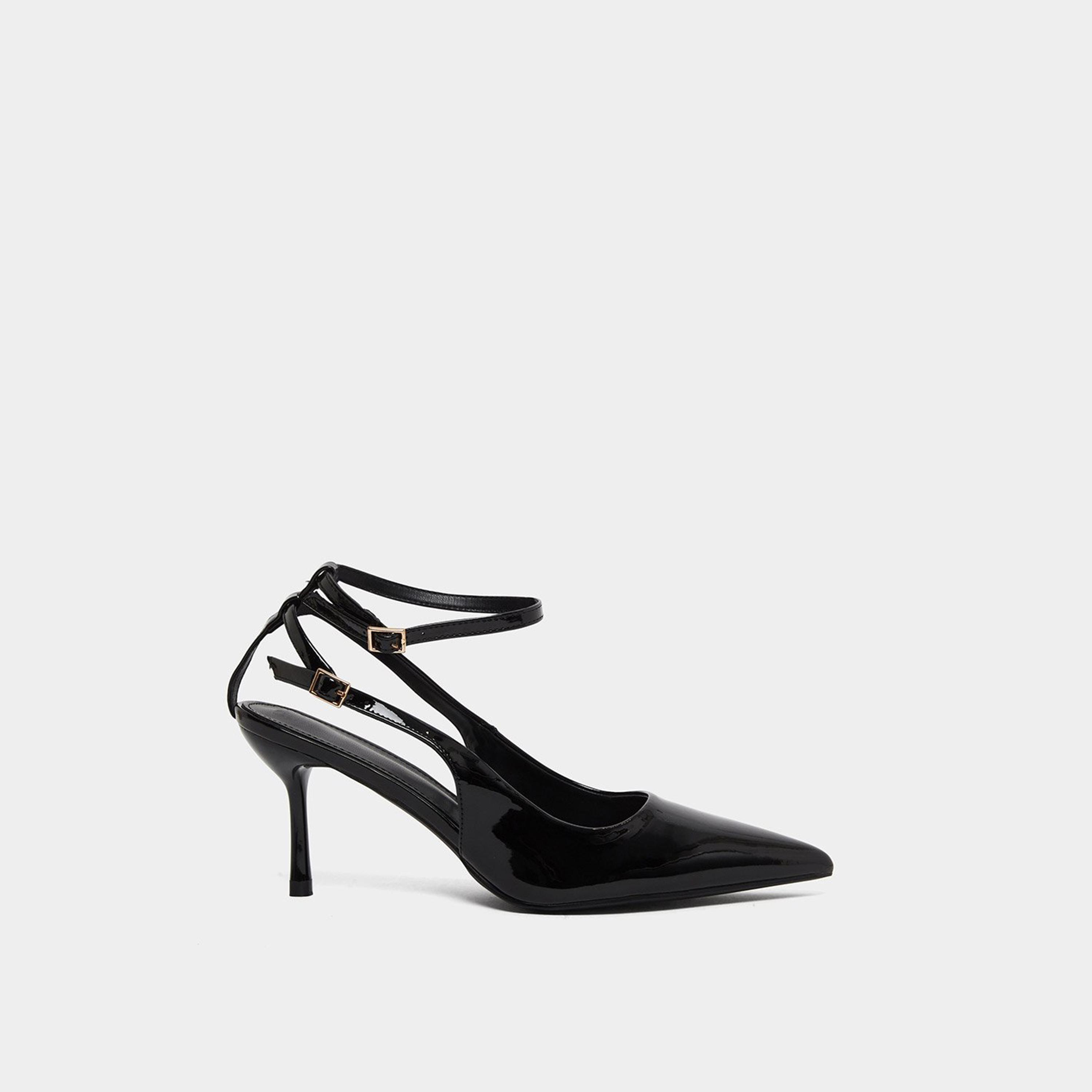 Styli Women Black Ankle Strap Stiletto Heel Sandals-women-shoes-heels-image-3