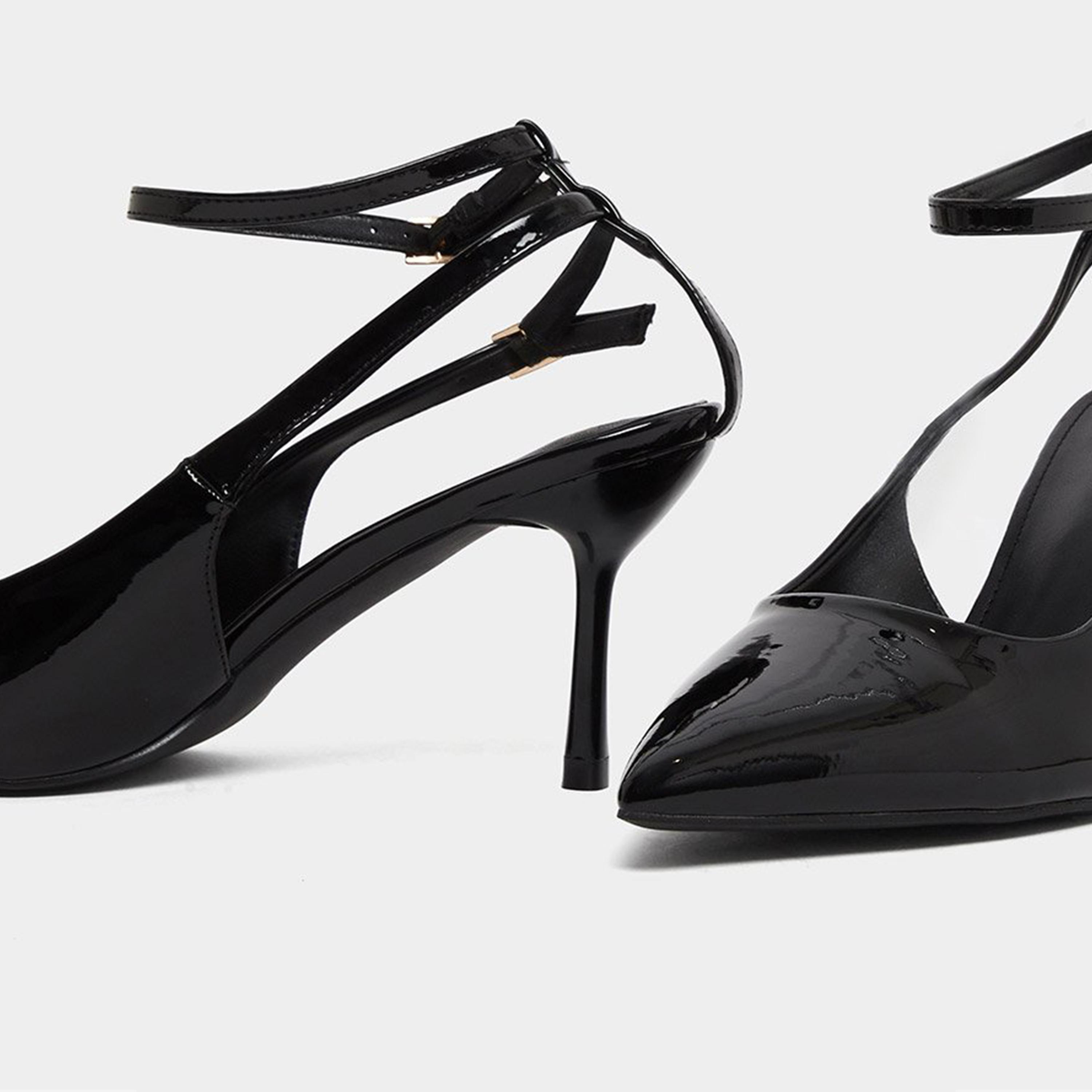 Styli Women Black Ankle Strap Stiletto Heel Sandals-women-shoes-heels-image-4