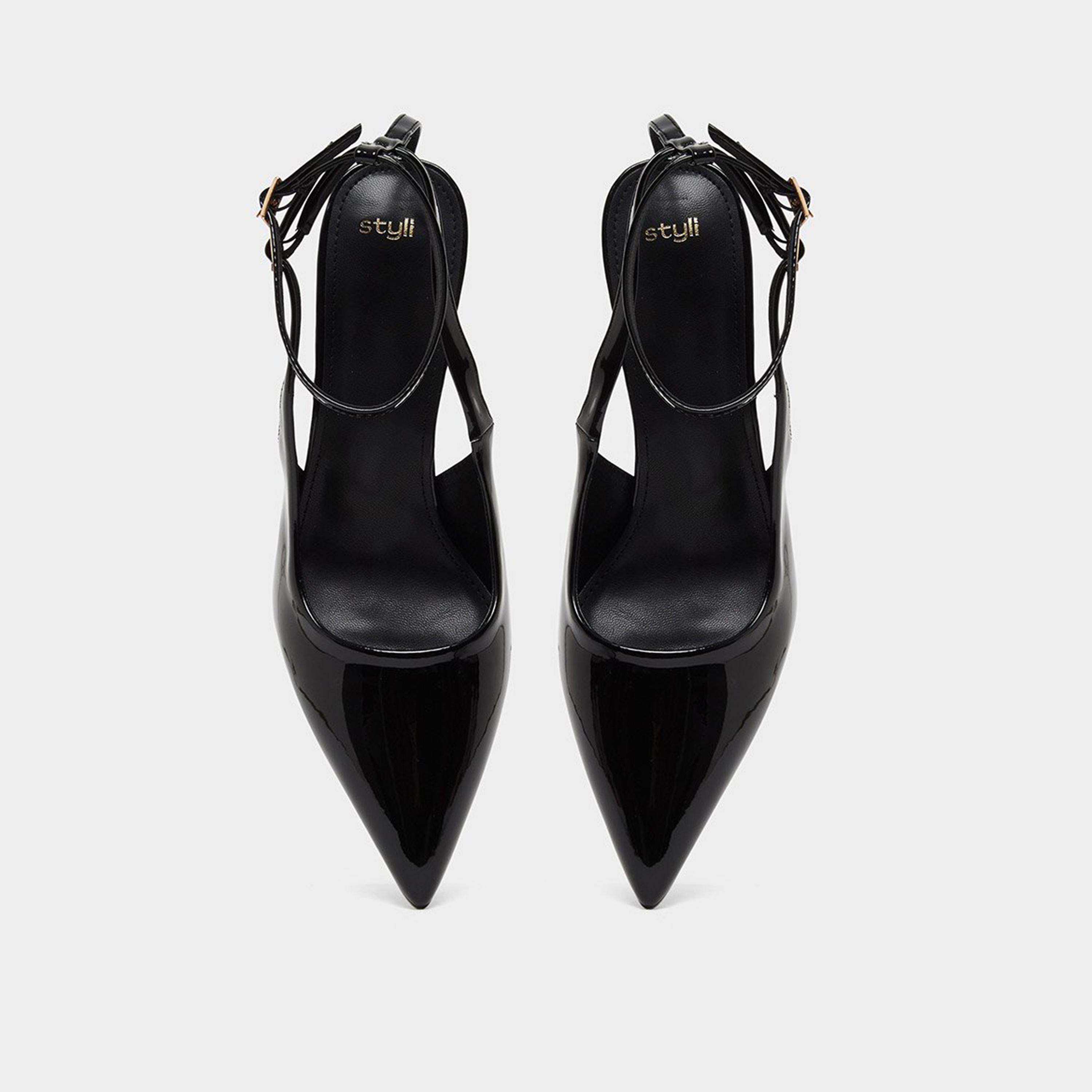Styli Women Black Ankle Strap Stiletto Heel Sandals-women-shoes-heels-image-6