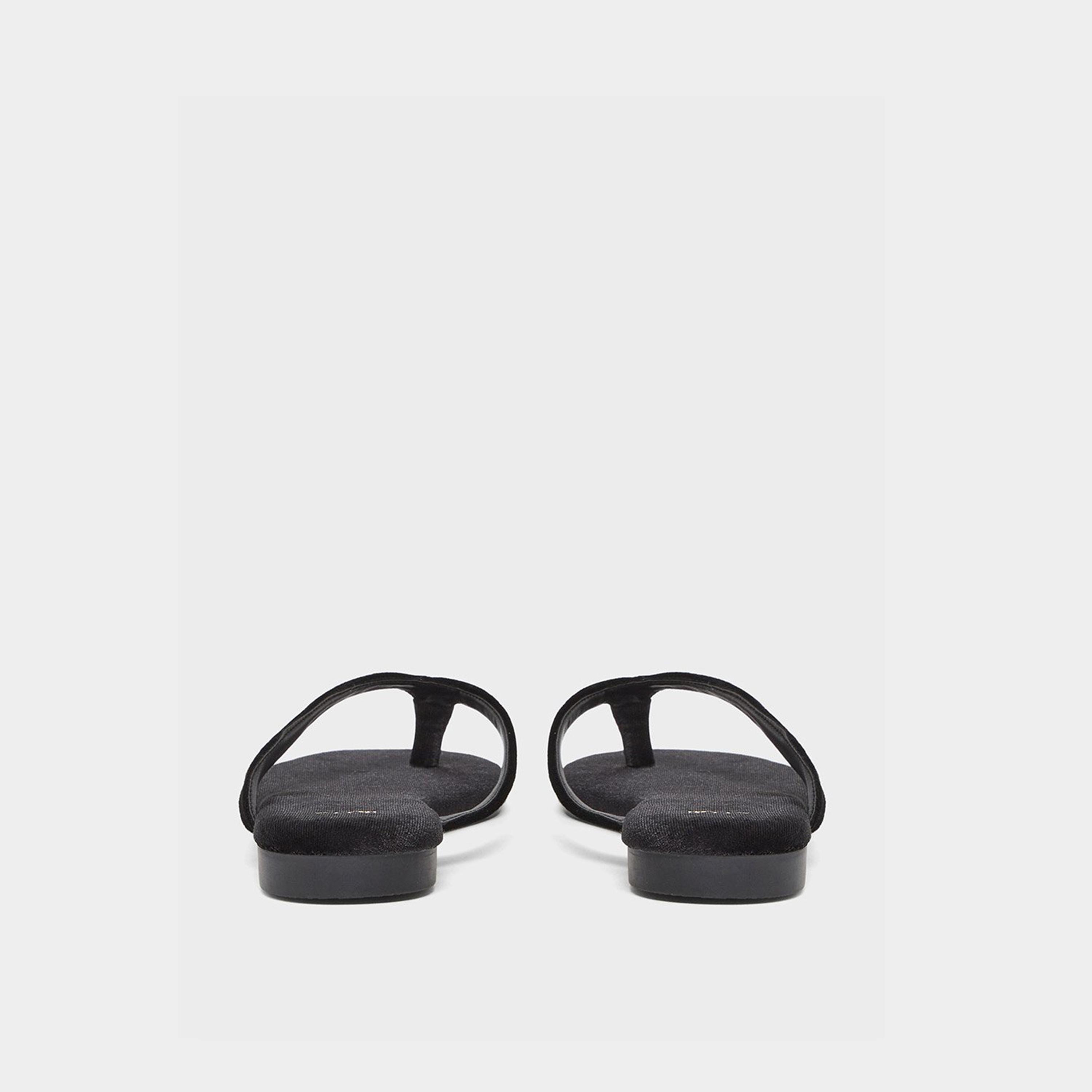 Styli Women Black Velvet Look Flat Sandals-women-shoes-flipflopsandslides-image-5