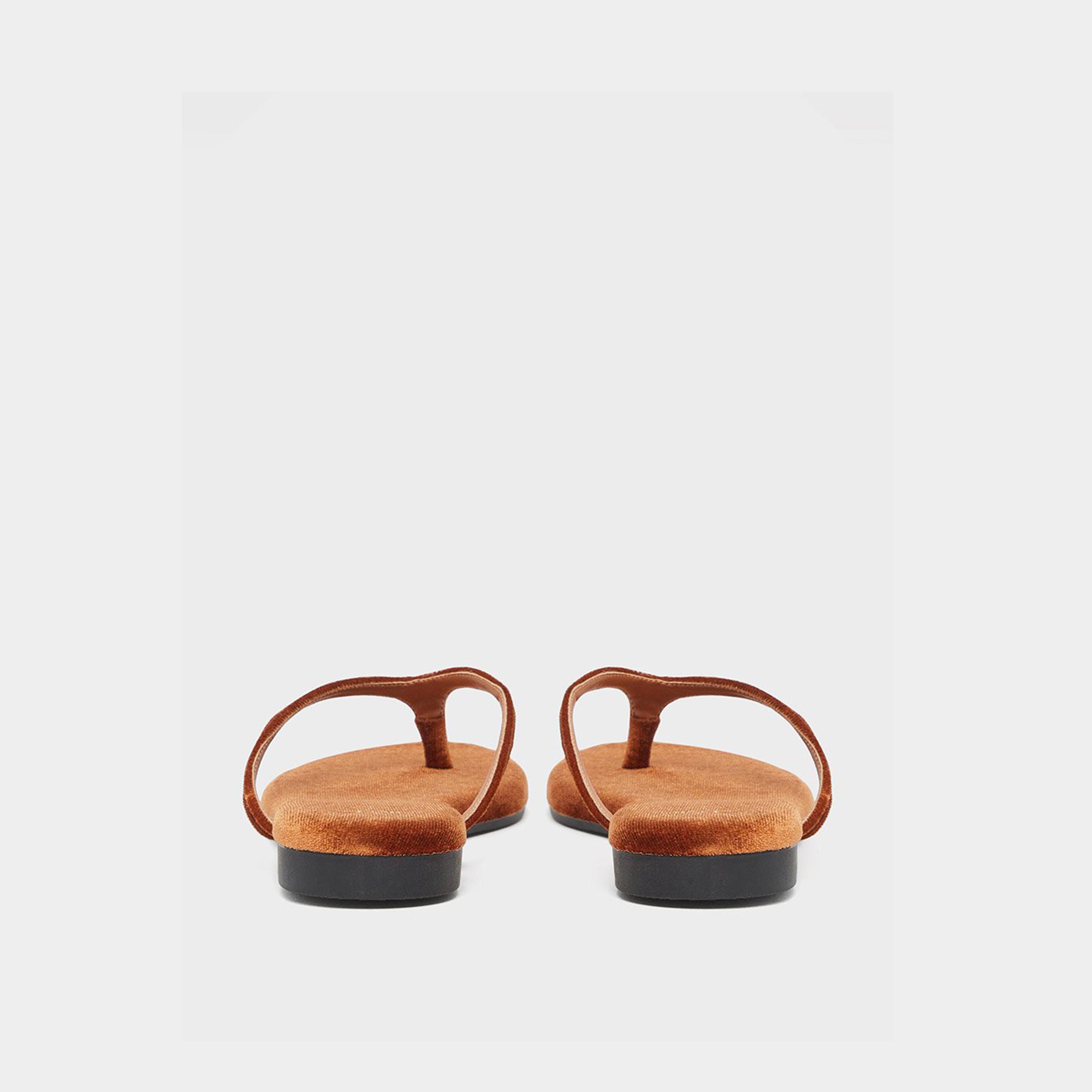 Styli Women Tan Velvet Look Flat Sandals-women-shoes-flipflopsandslides-image-5
