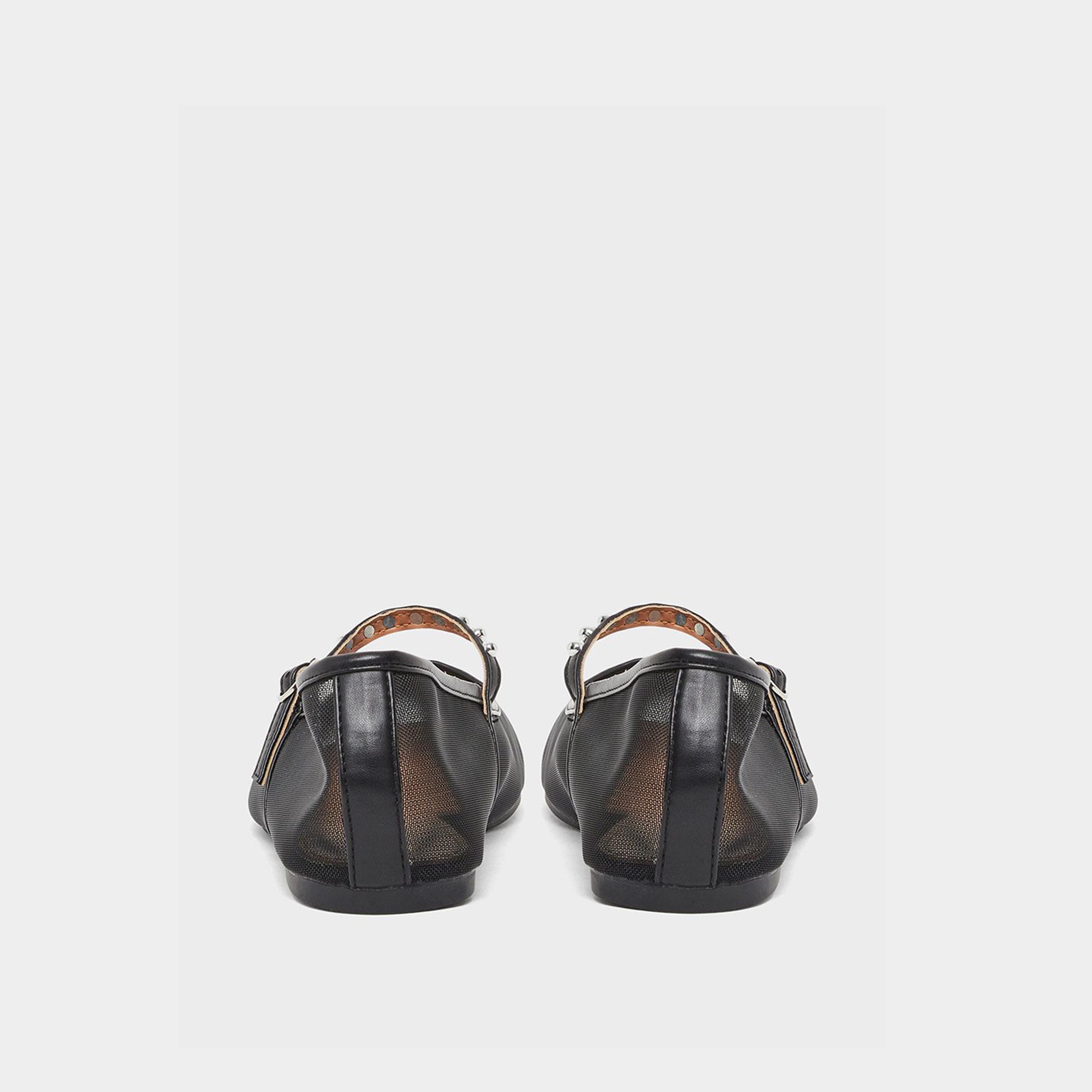 ستايلي - حذاء ماري جين مسطح من القماش الشبكي الأسود-women-shoes-ballerinas-image-5