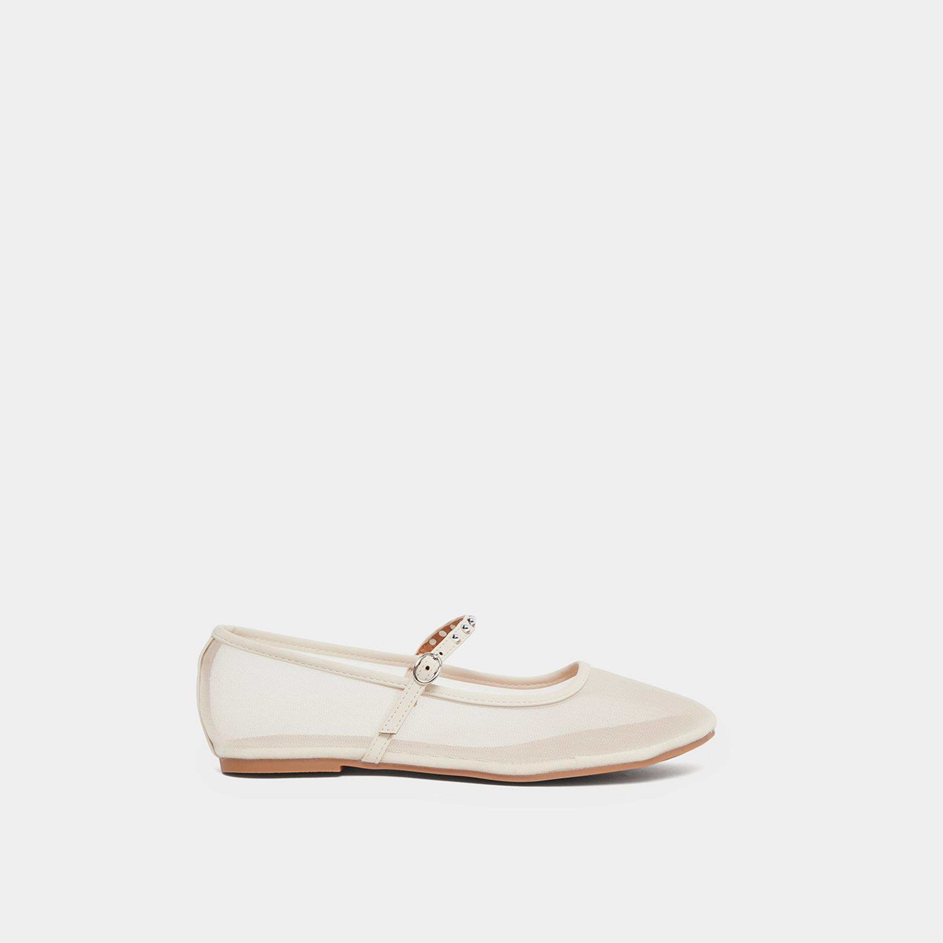 ستايلي - حذاء ماري جين مسطح شبكي بيج-women-shoes-ballerinas-image-3