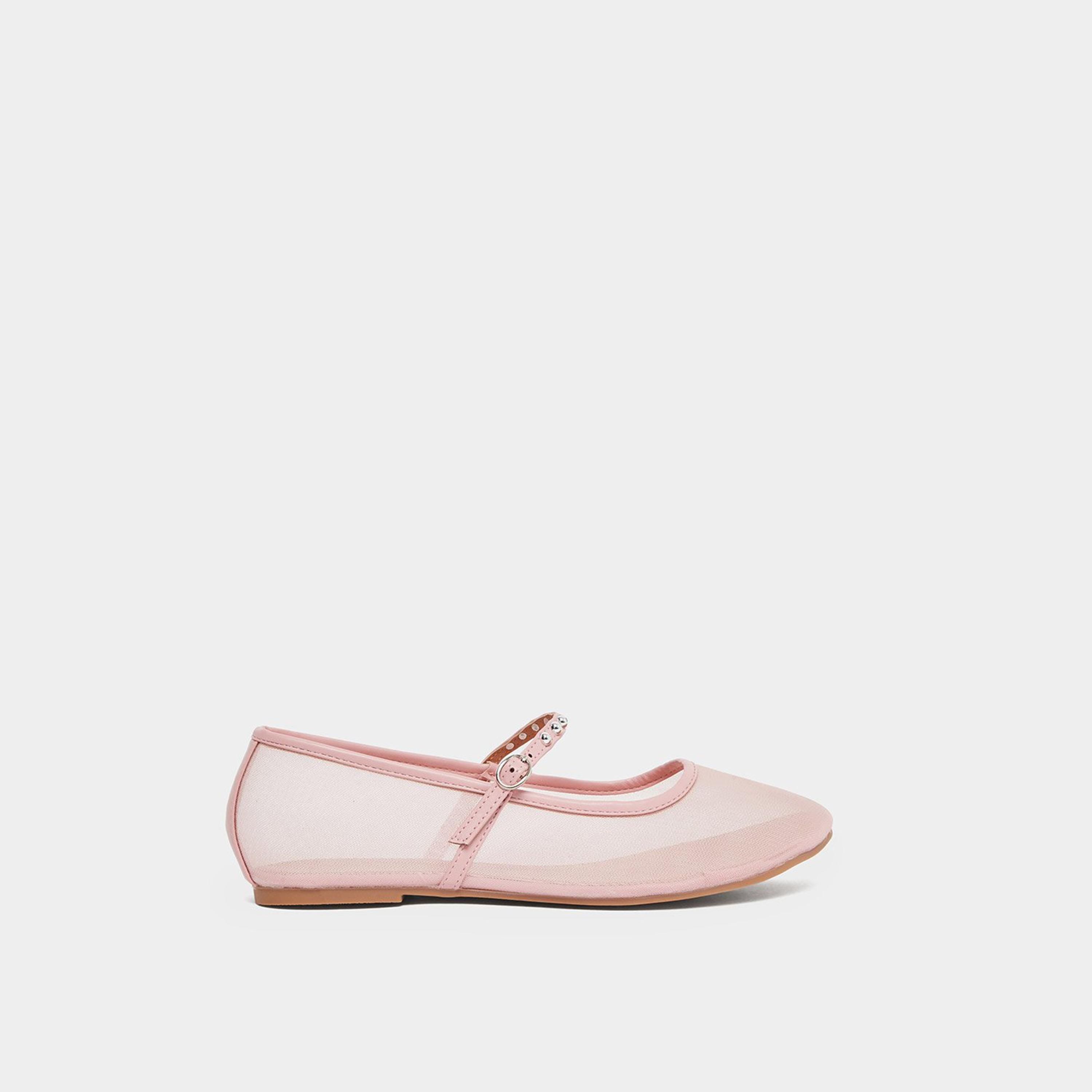Styli Women Pink Mesh Mary Jane Flats-women-shoes-ballerinas-image-3