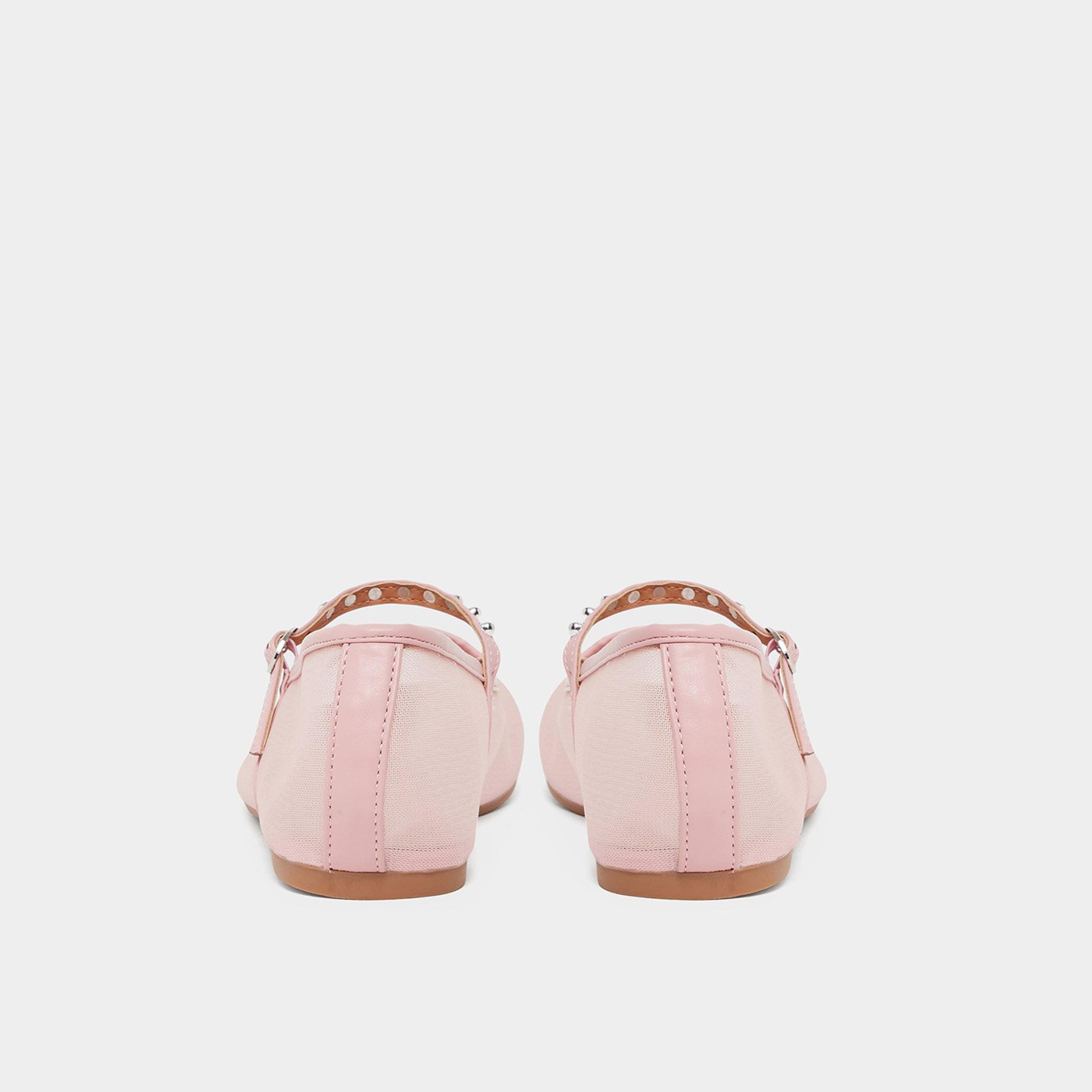 ستايلي - حذاء ماري جين مسطح من القماش الشبكي لون وردي-women-shoes-ballerinas-image-5
