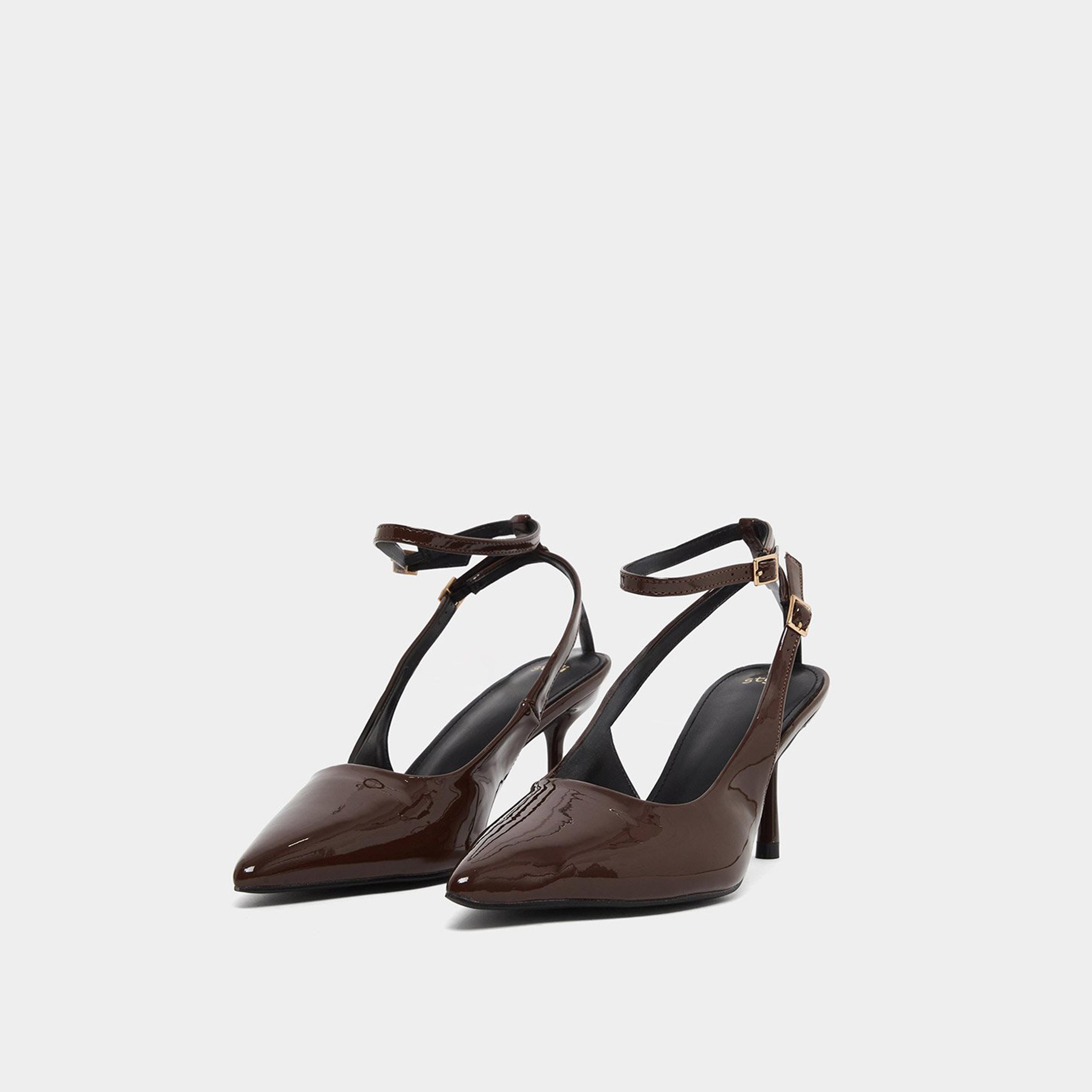 ستايلي - صندل بني بكعب ستيليتو وحزام للكاحل-women-shoes-heels-image-1