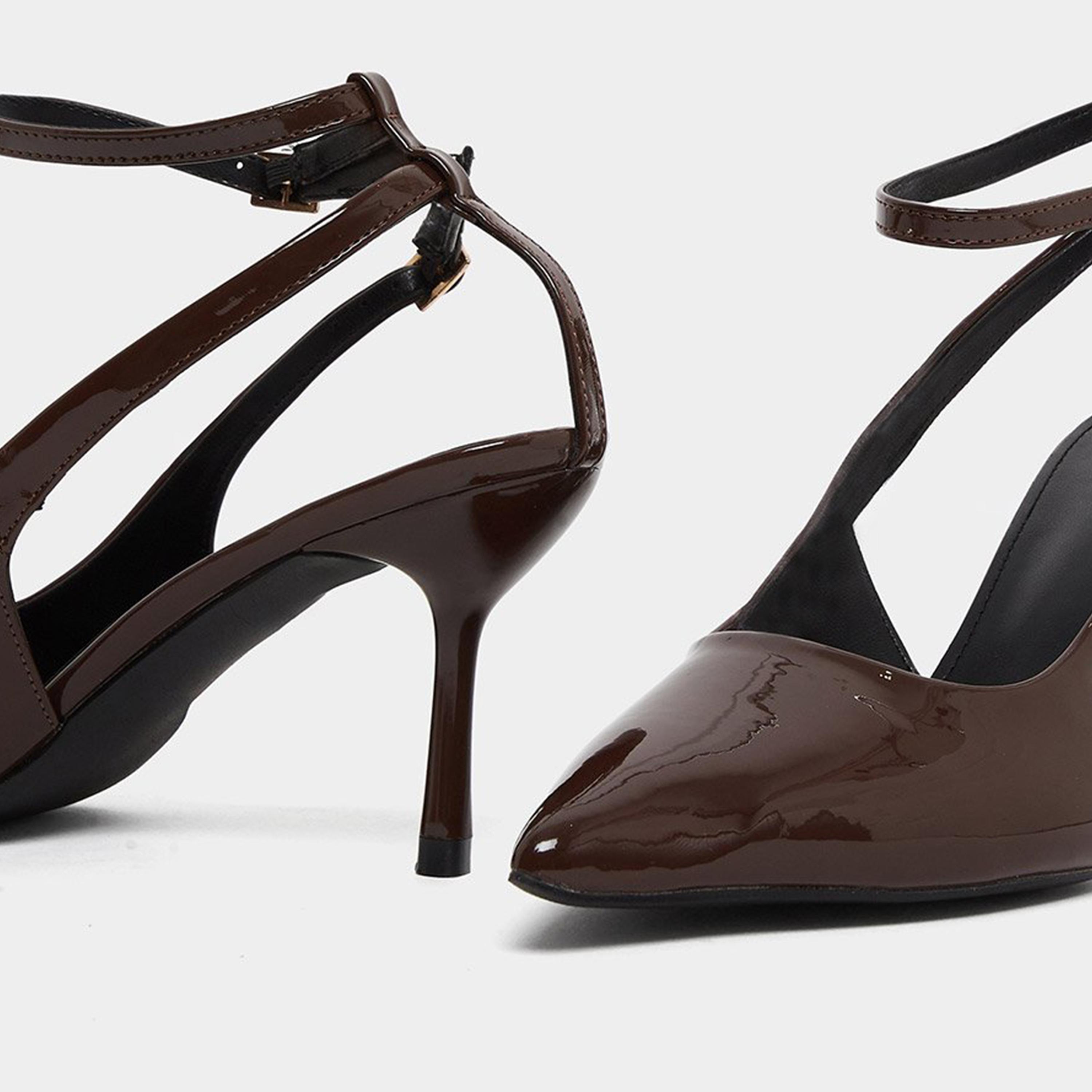Styli Women Brown Ankle Strap Stiletto Heel Sandals-women-shoes-heels-image-4