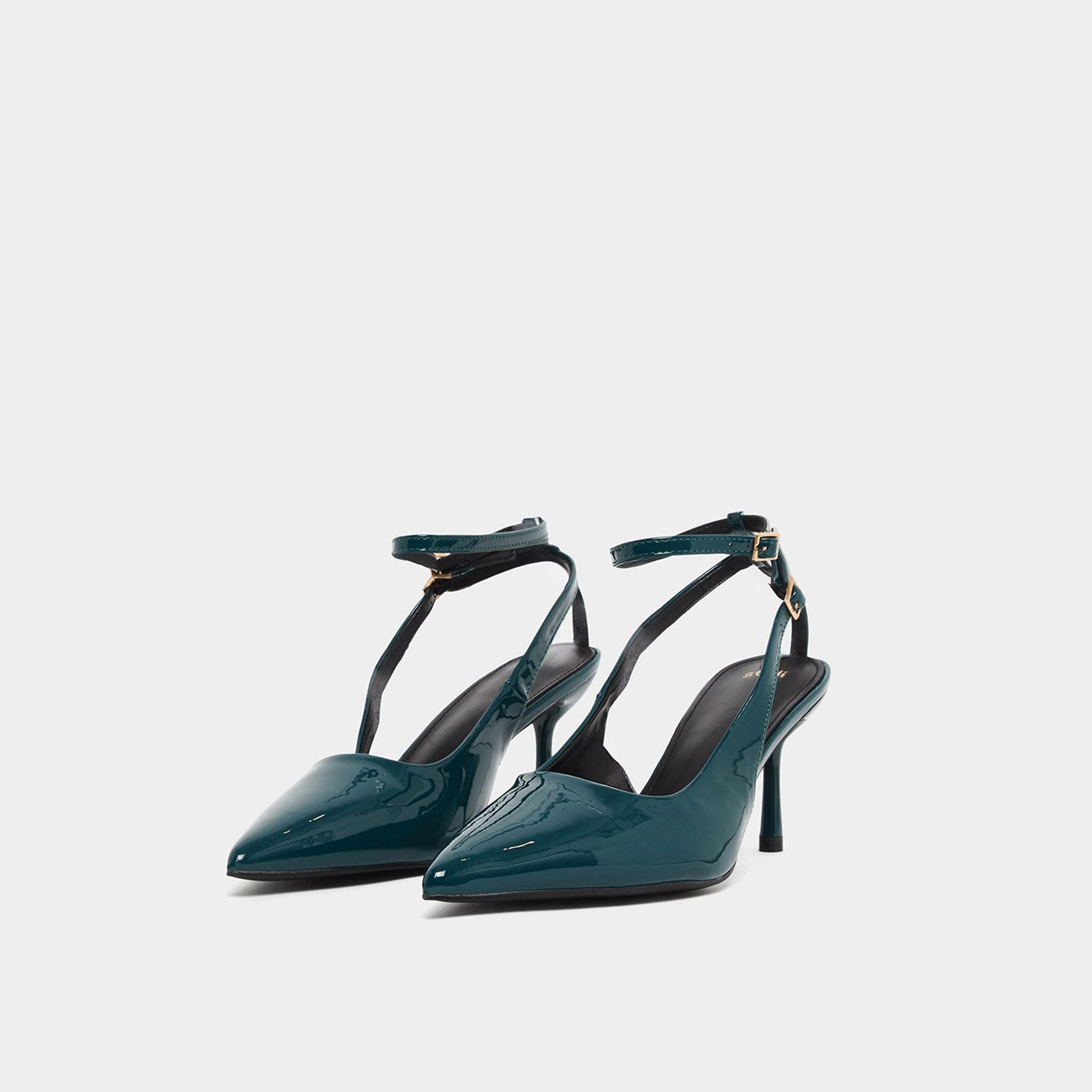 ستايلي - صندل بكعب ستيليتو وحزام للكاحل لون أخضر الداكن-women-shoes-heels-image-1