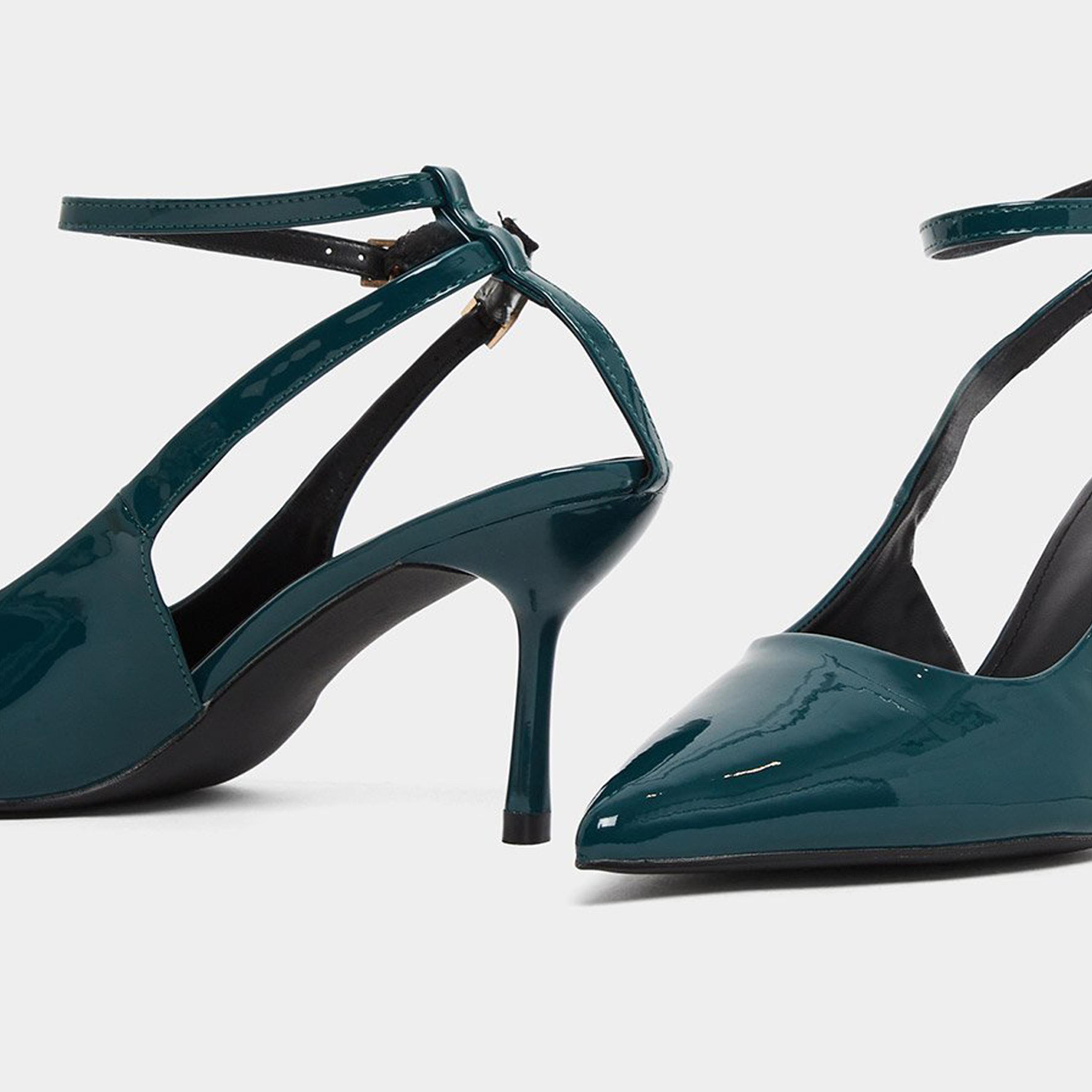 ستايلي - صندل بكعب ستيليتو وحزام للكاحل لون أخضر الداكن-women-shoes-heels-image-4