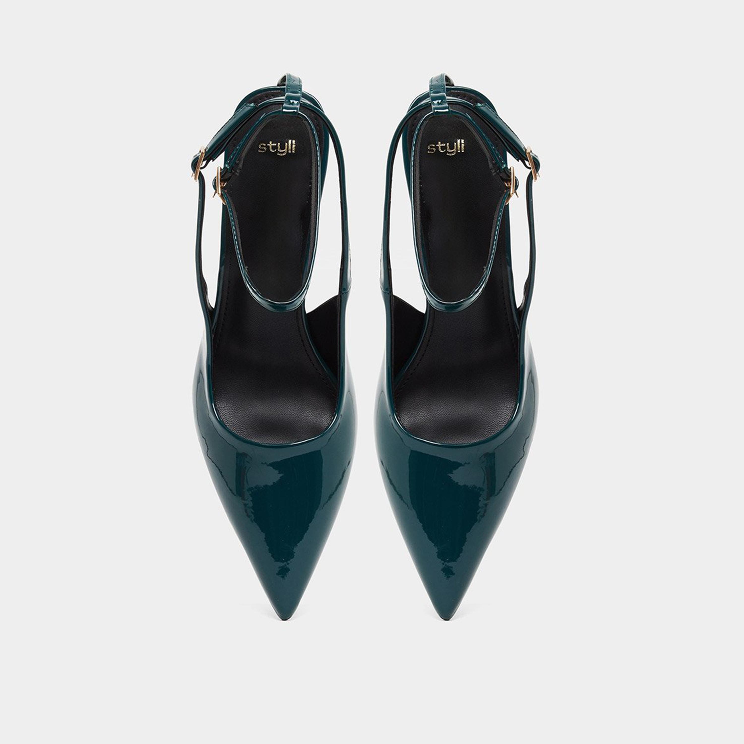 ستايلي - صندل بكعب ستيليتو وحزام للكاحل لون أخضر الداكن-women-shoes-heels-image-6