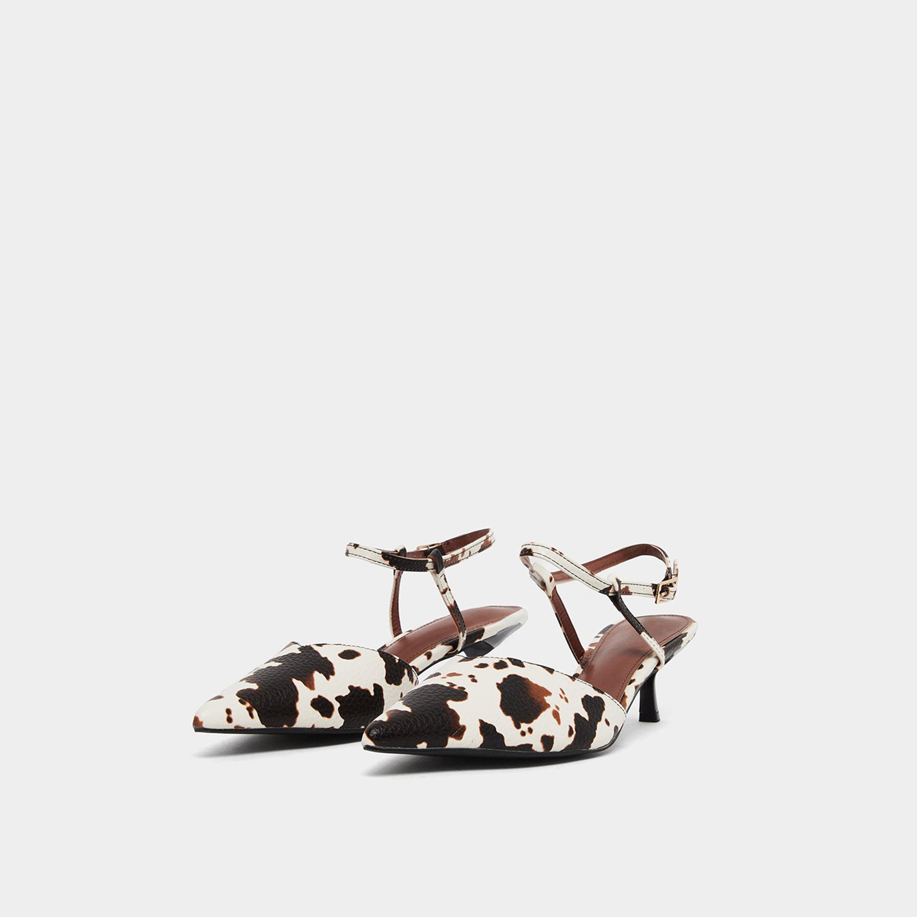 ستايلي - حذاء رسمي بكعب صغير بطبعة جلد البقر-women-shoes-heels-image-1