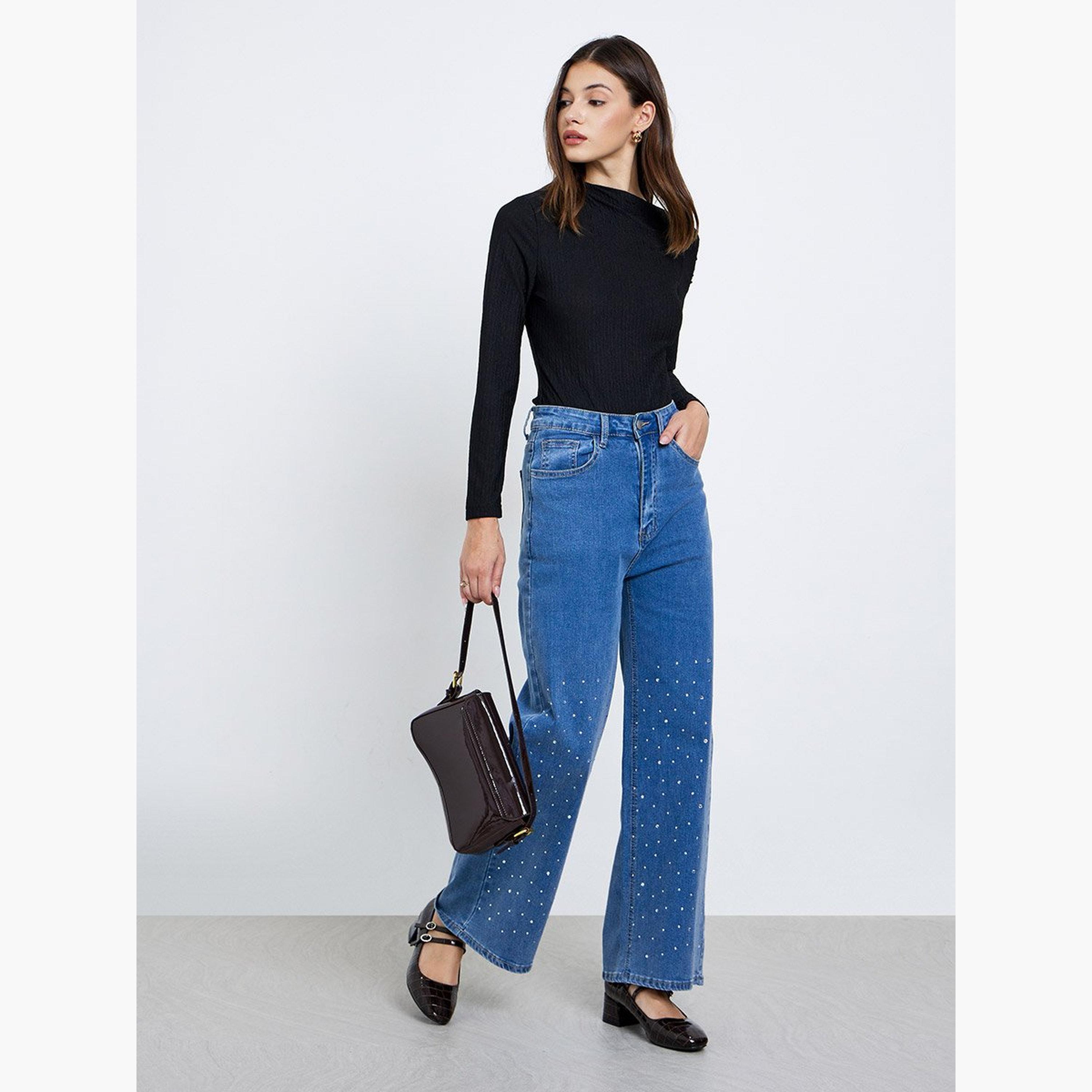 Styli Black Textured One-Shoulder Bodysuit-women-clothing-shirtsandblouses-blouses-image-2