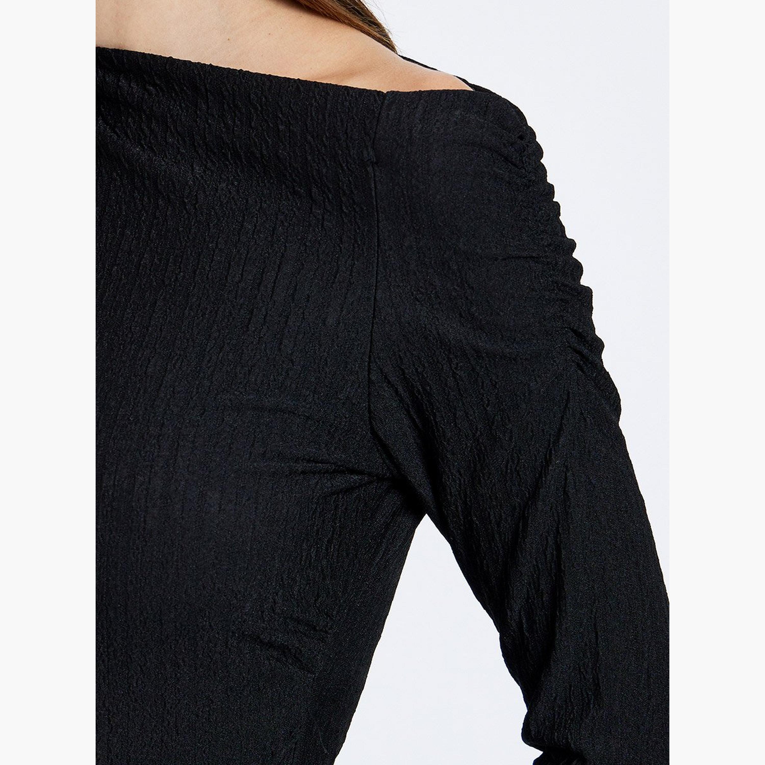 Styli Black Textured One-Shoulder Bodysuit-women-clothing-shirtsandblouses-blouses-image-3
