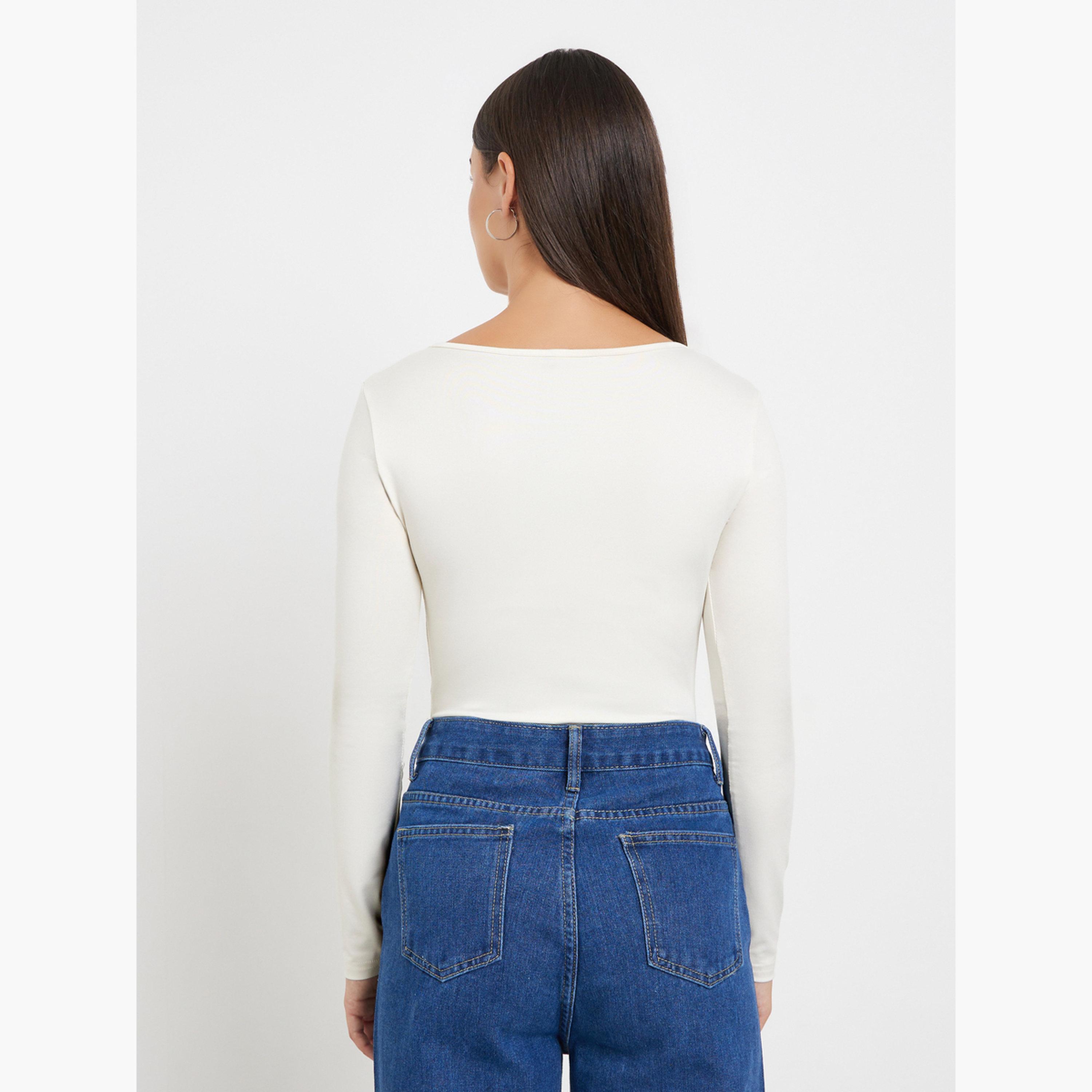 Styli Cream Sweetheart Neck Bodysuit-women-clothing-tshirts-image-5