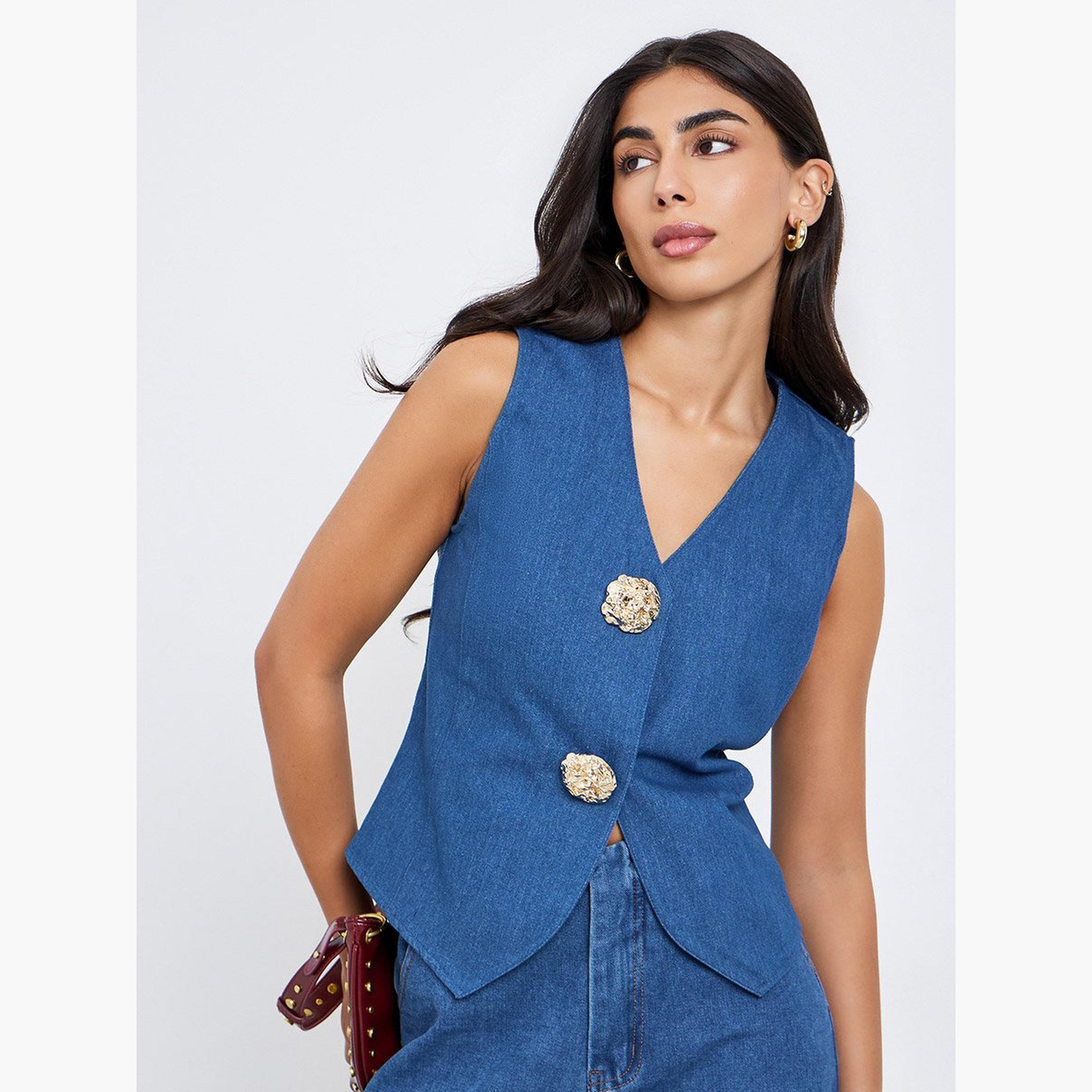 ستايلي - صدرية جينز بأزرار-women-clothing-coatsandjackets-waistcoats-image-1