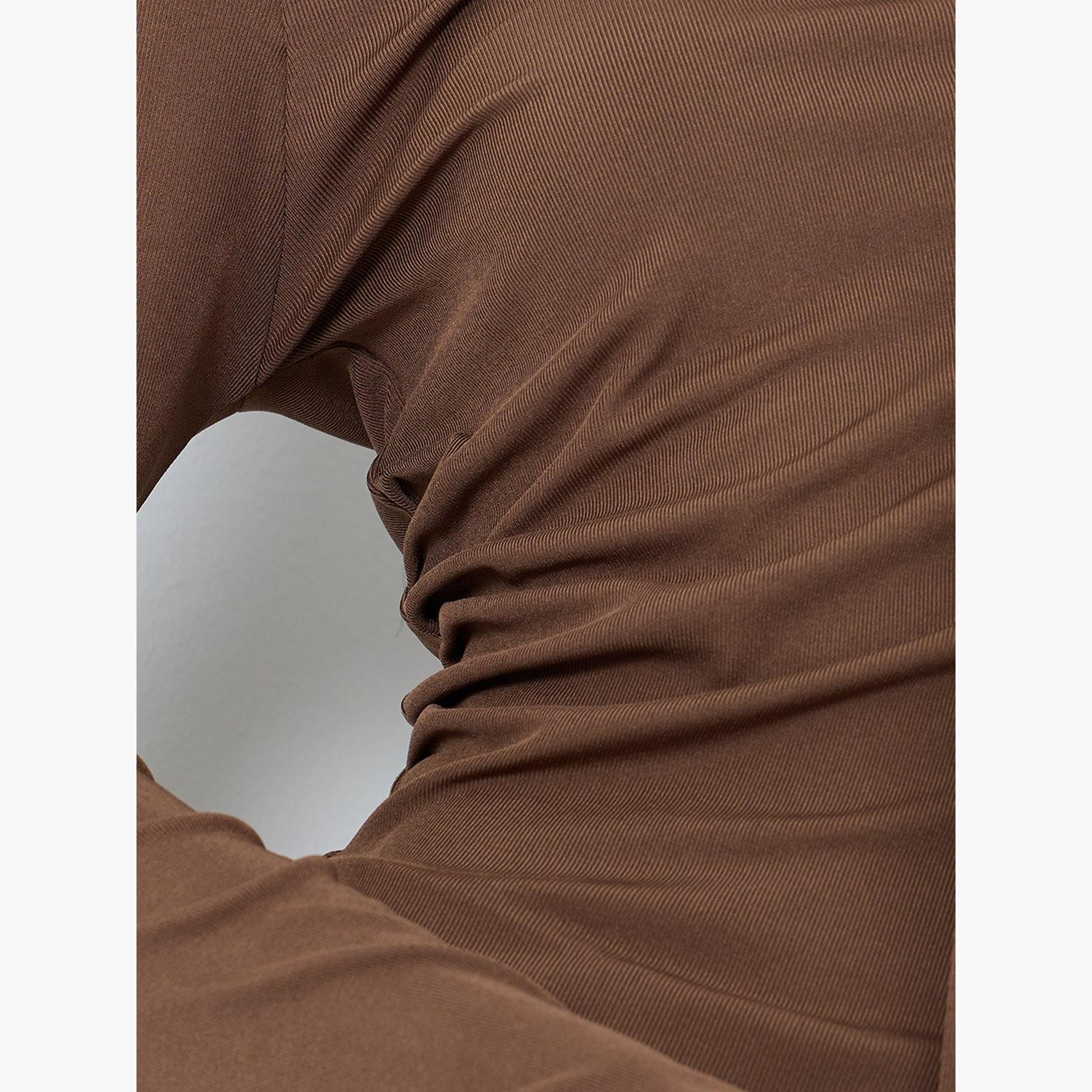ستايلي - بلوزة بنية محبوكة مع تفاصيل ربطة عنق-women-clothing-tshirts-image-4