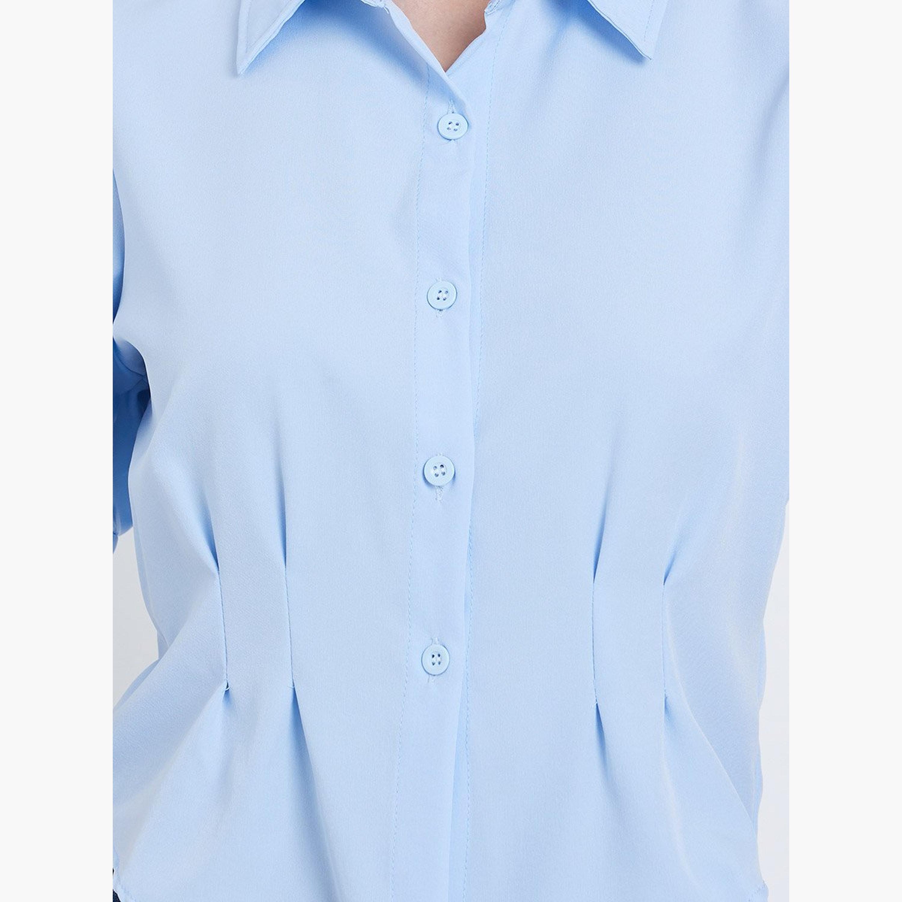 Take Two Puff Sleeve Pleated Detail Buttoned Shirt-women-clothing-shirtsandblouses-shirts-image-4
